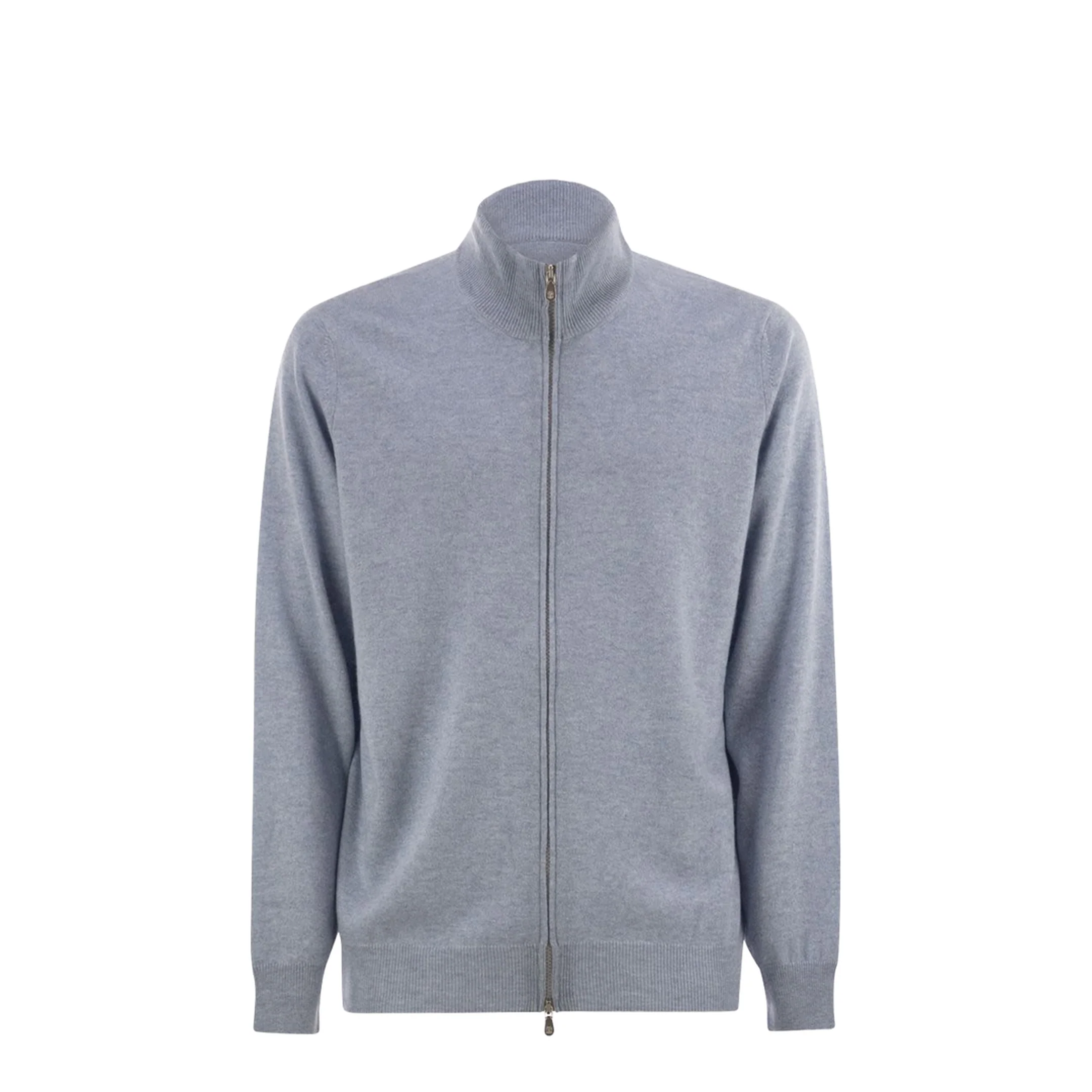 Blue High-Necked Cashmere Cardigan - Image 5
