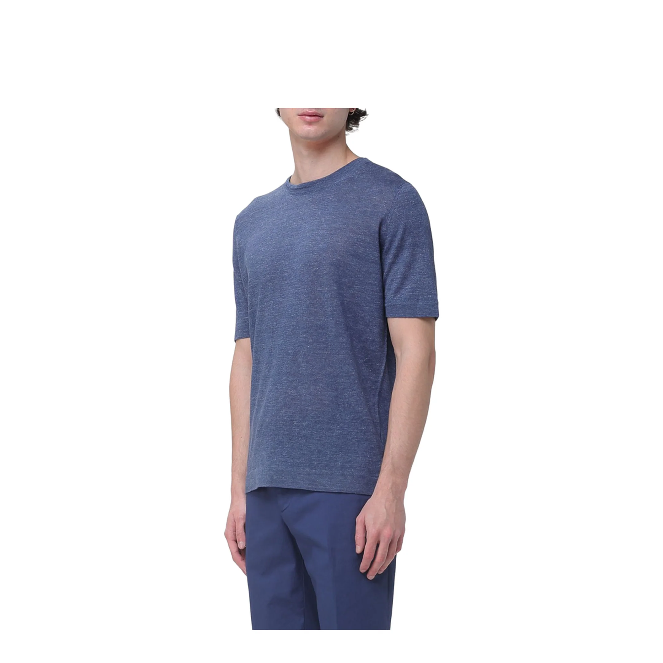 Blue Linen Blend T-Shirt - Image 2