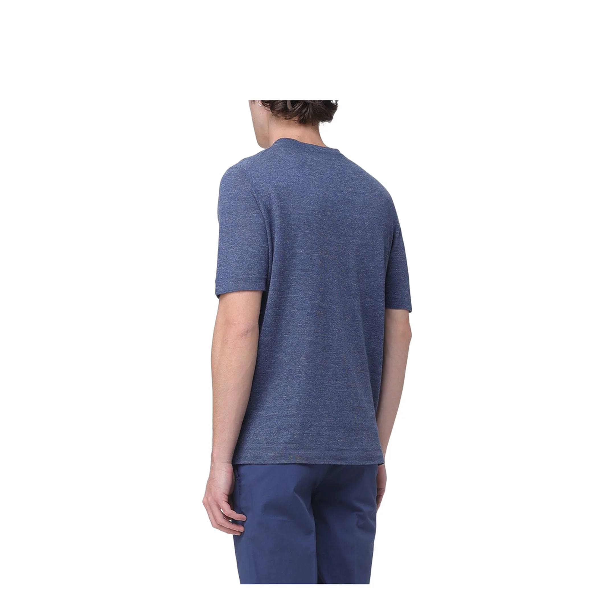 Blue Linen Blend T-Shirt - Image 3