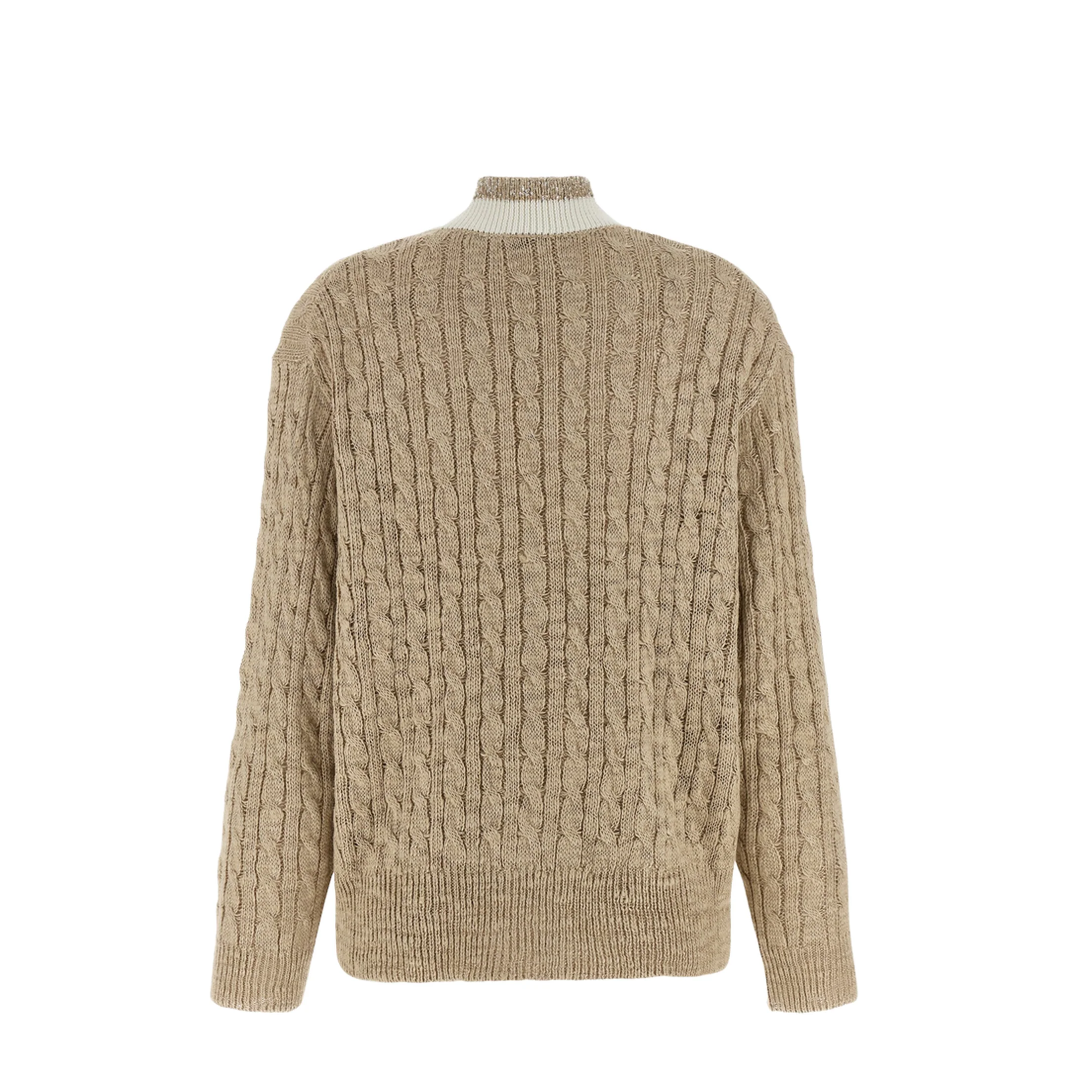 Braided Knitted Cardigan - Beige - Image 2