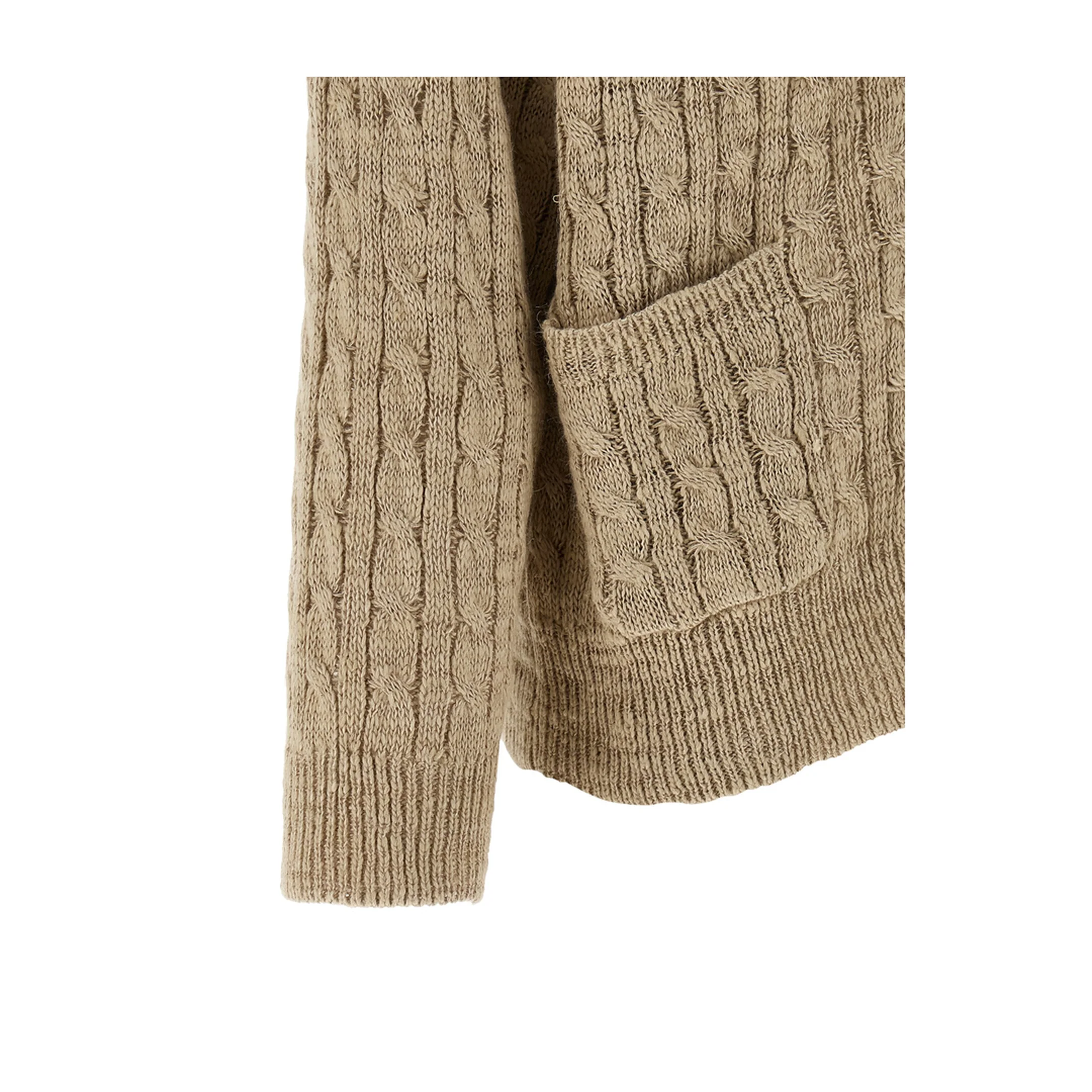 Braided Knitted Cardigan - Beige - Image 4