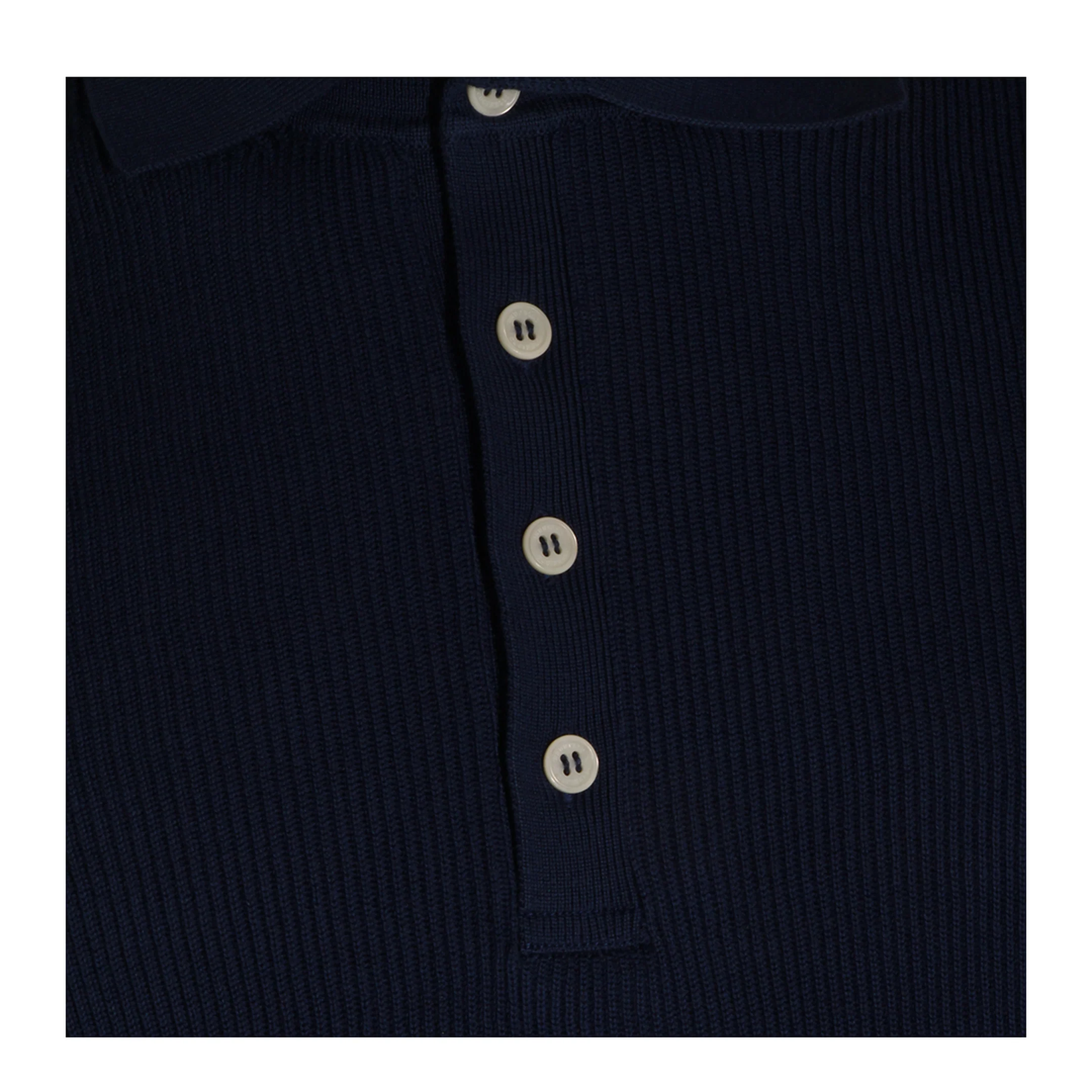 Button-Fastening Short-Sleeve Polo Shirt Blue - Image 4