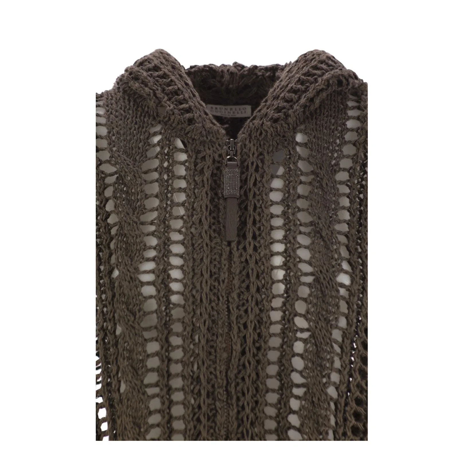 Cable & Mesh Jute And Cotton Cardigan - Image 3