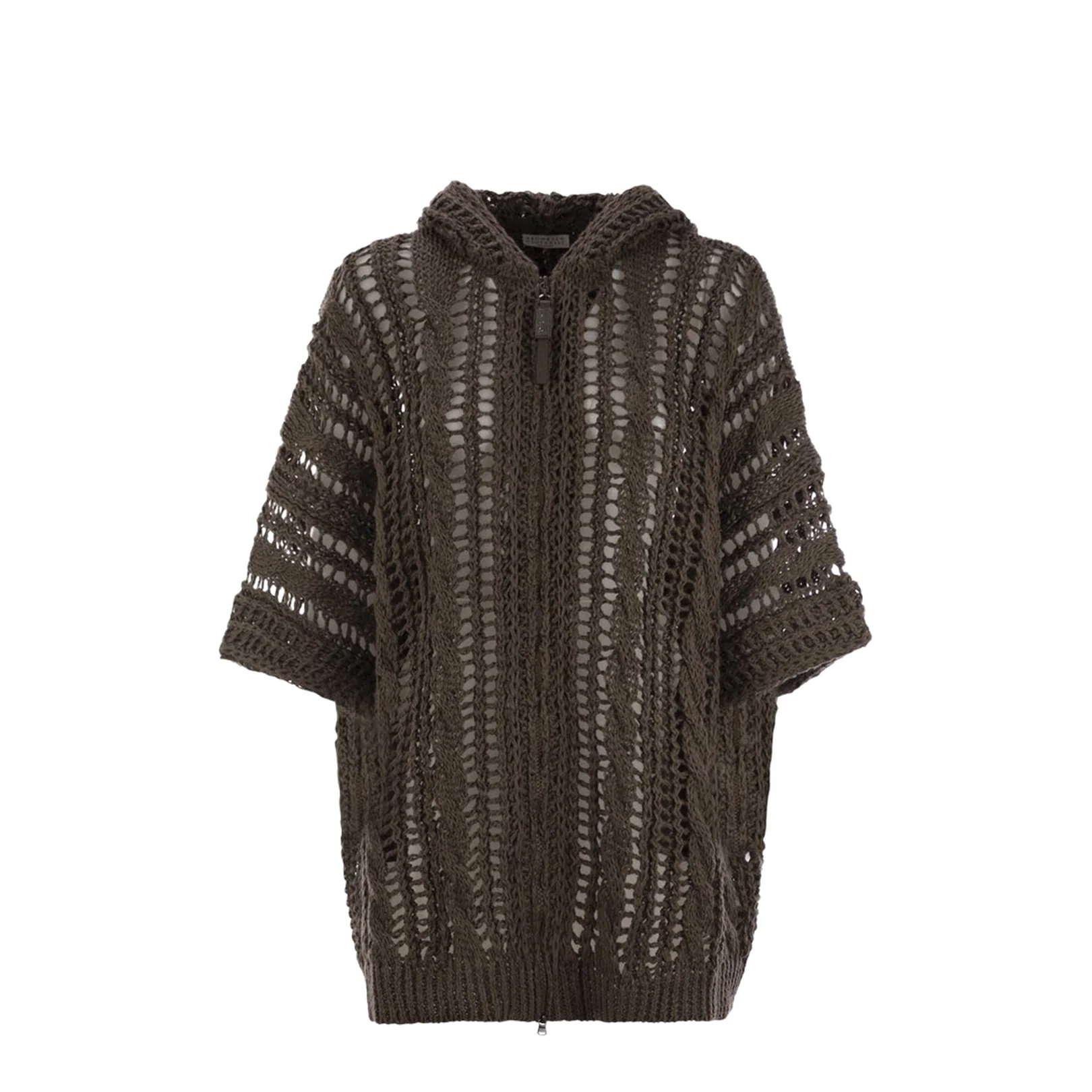 Cable & Mesh Jute And Cotton Cardigan - Image 5