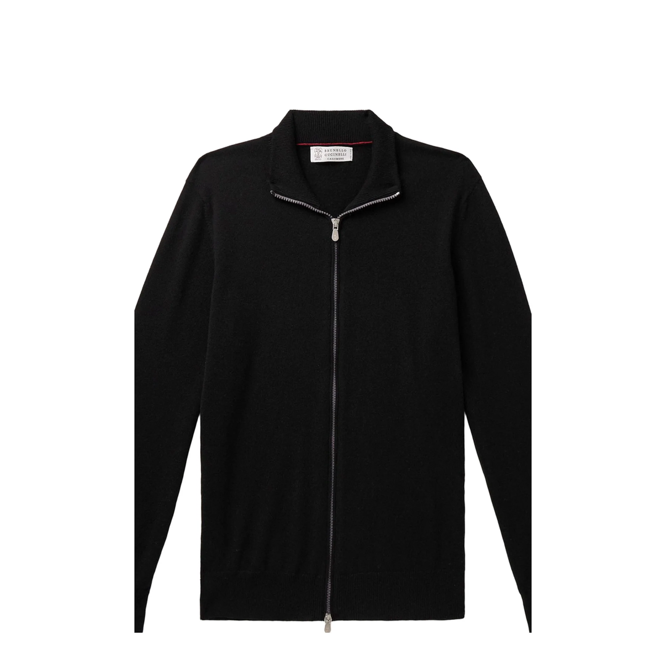 Zipped High Necked Cashmere Cardigan Black - Image 2