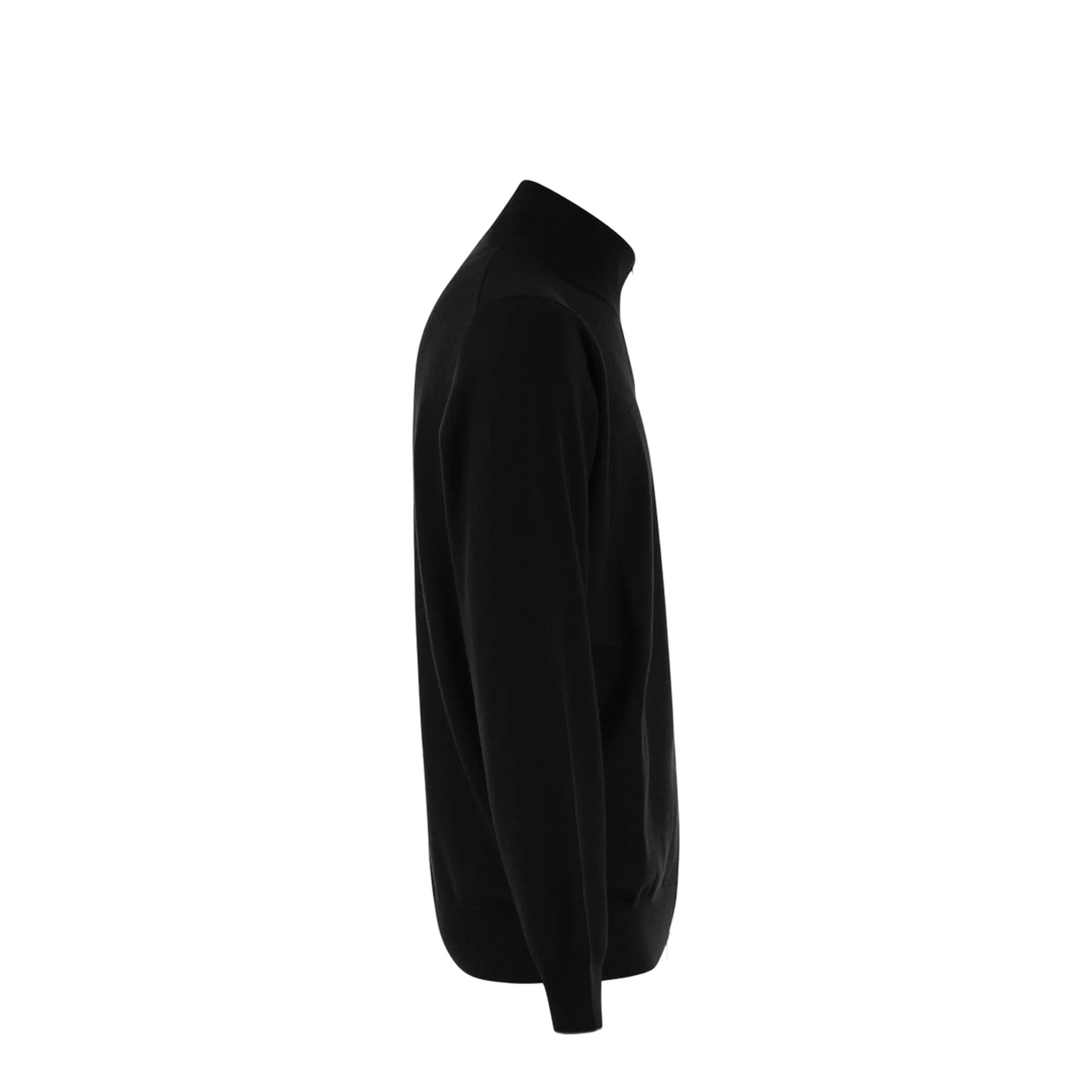 Zipped High Necked Cashmere Cardigan Black - Image 3