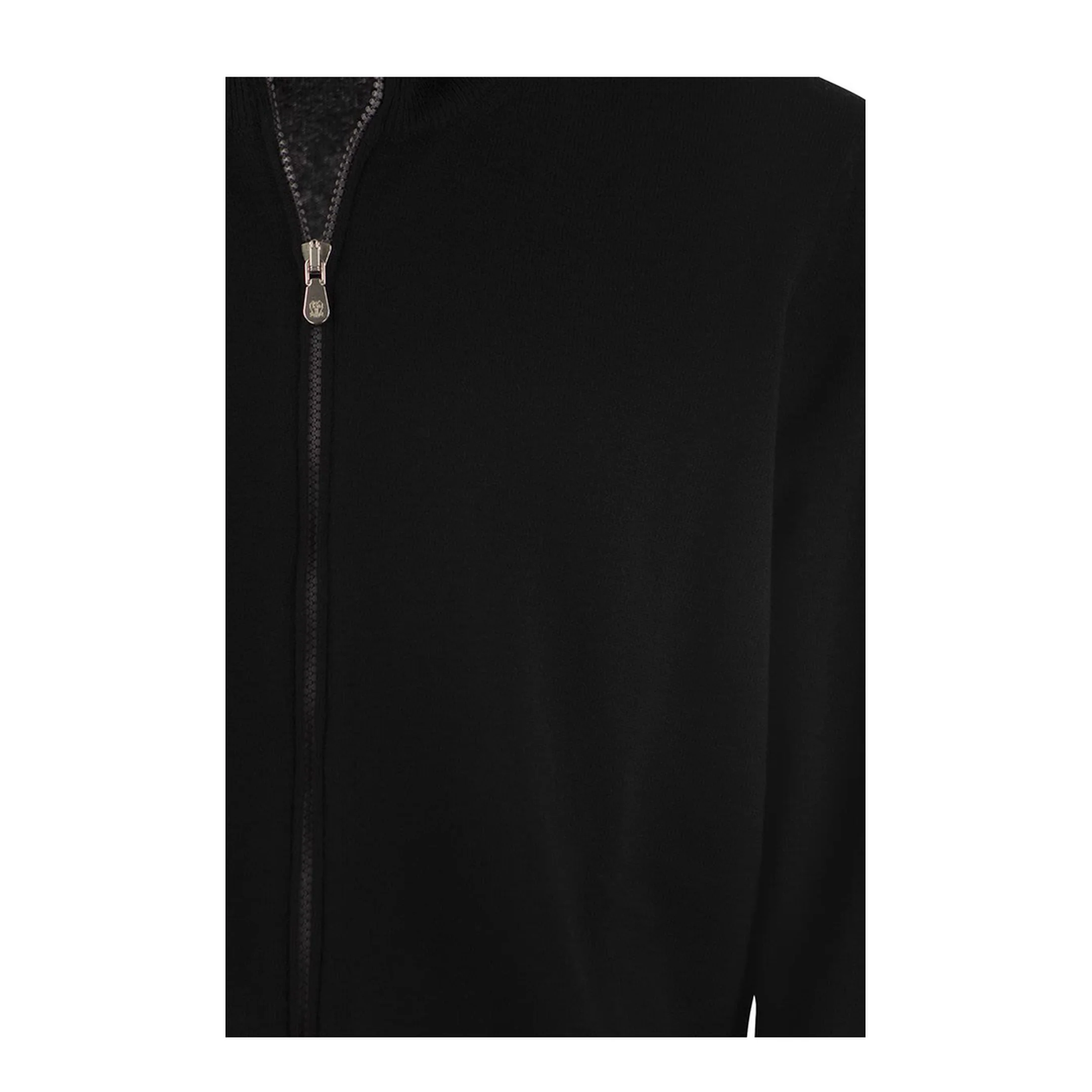 Zipped High Necked Cashmere Cardigan Black - Image 4