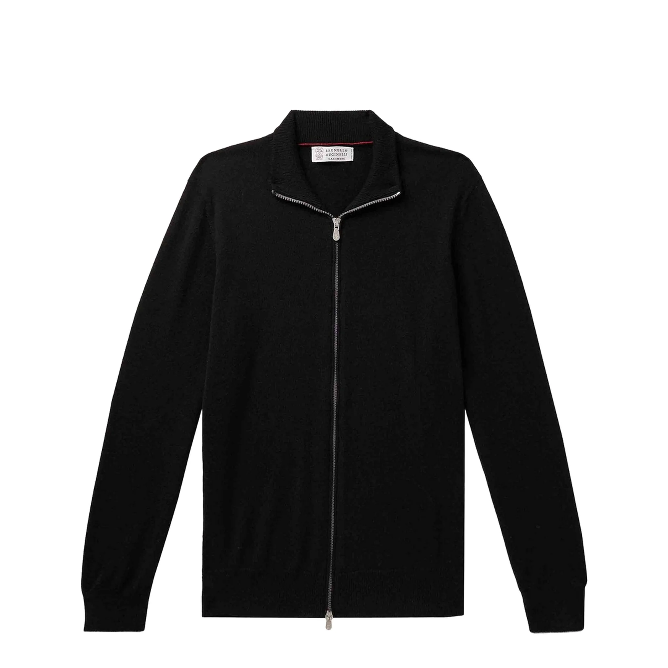 Zipped High Necked Cashmere Cardigan Black - Image 5
