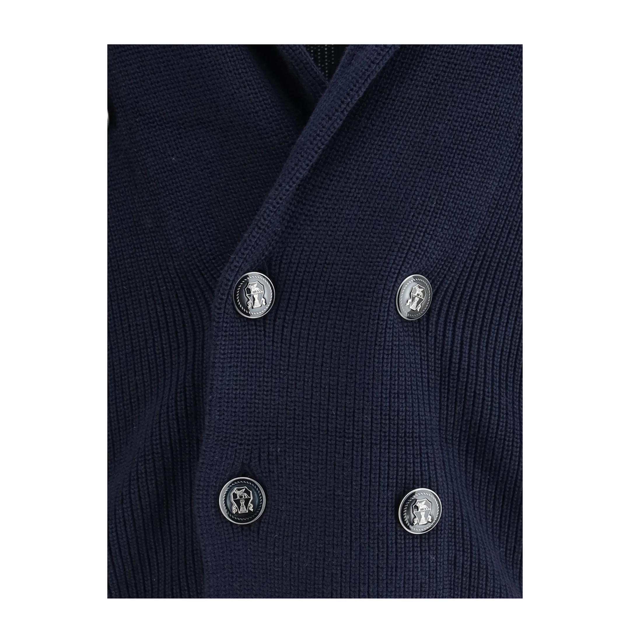 Men's Shawl Collar Cardigan Navy Blue - Image 3