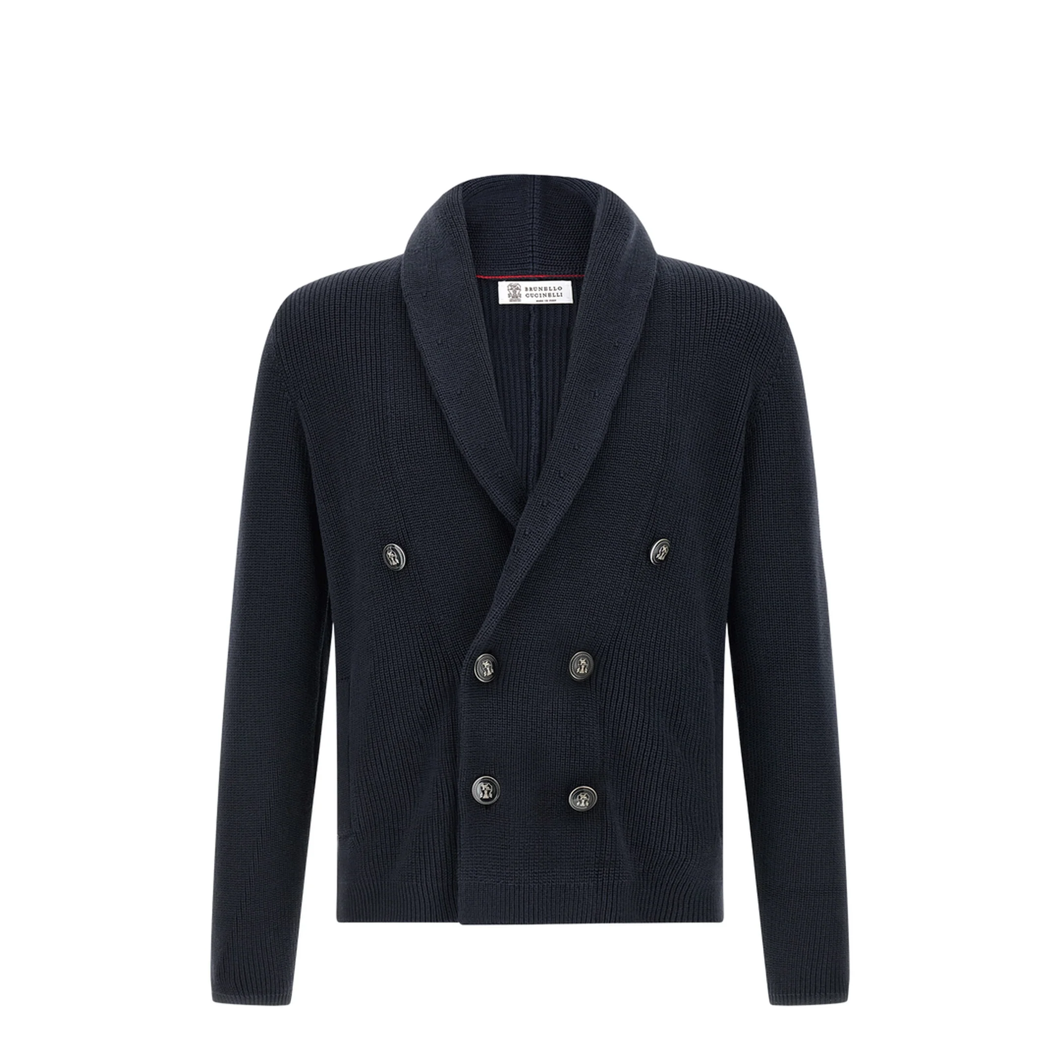 Men's Shawl Collar Cardigan Navy Blue - Image 4