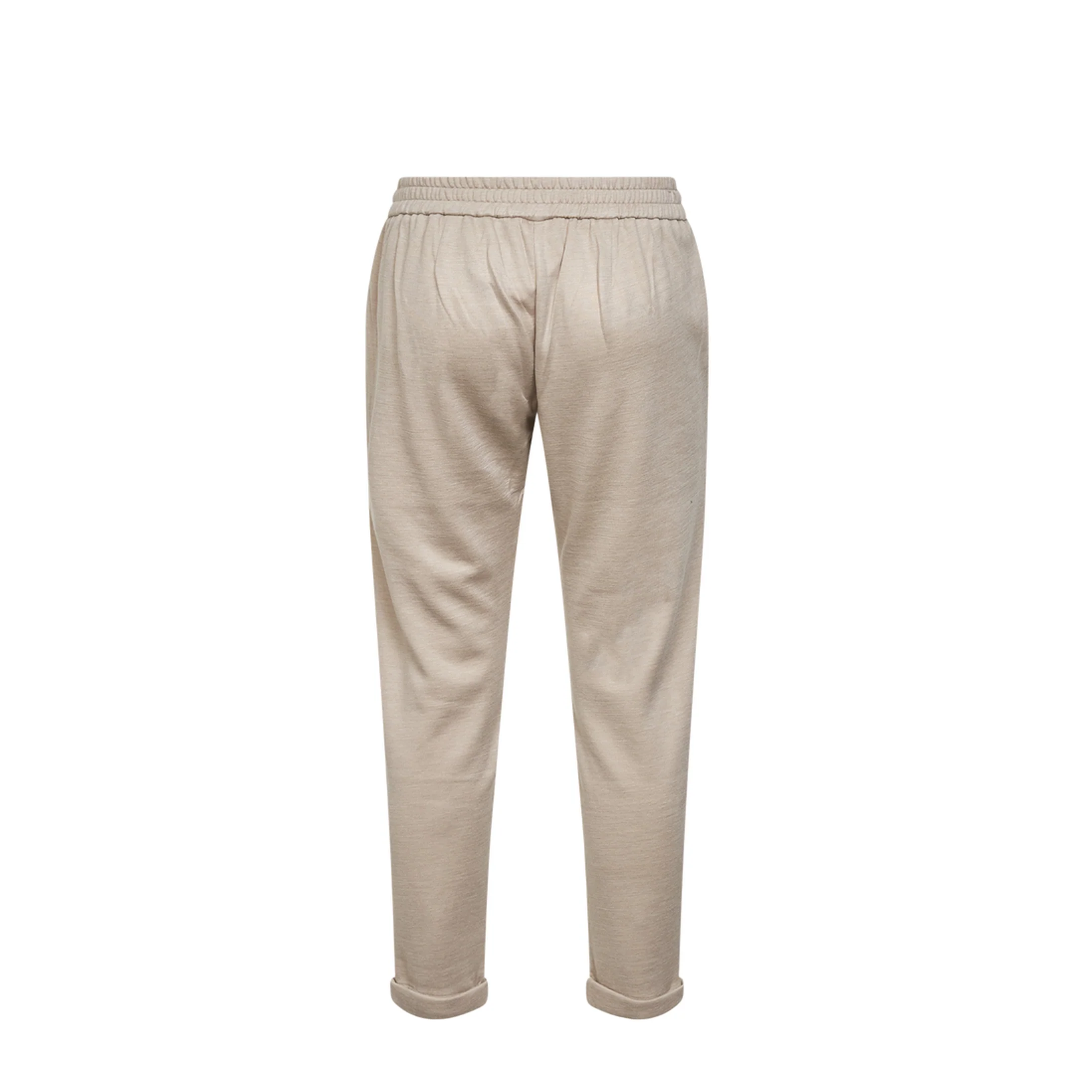 Cotton and Silk Blend Drawstring Pants - Beige - Image 2