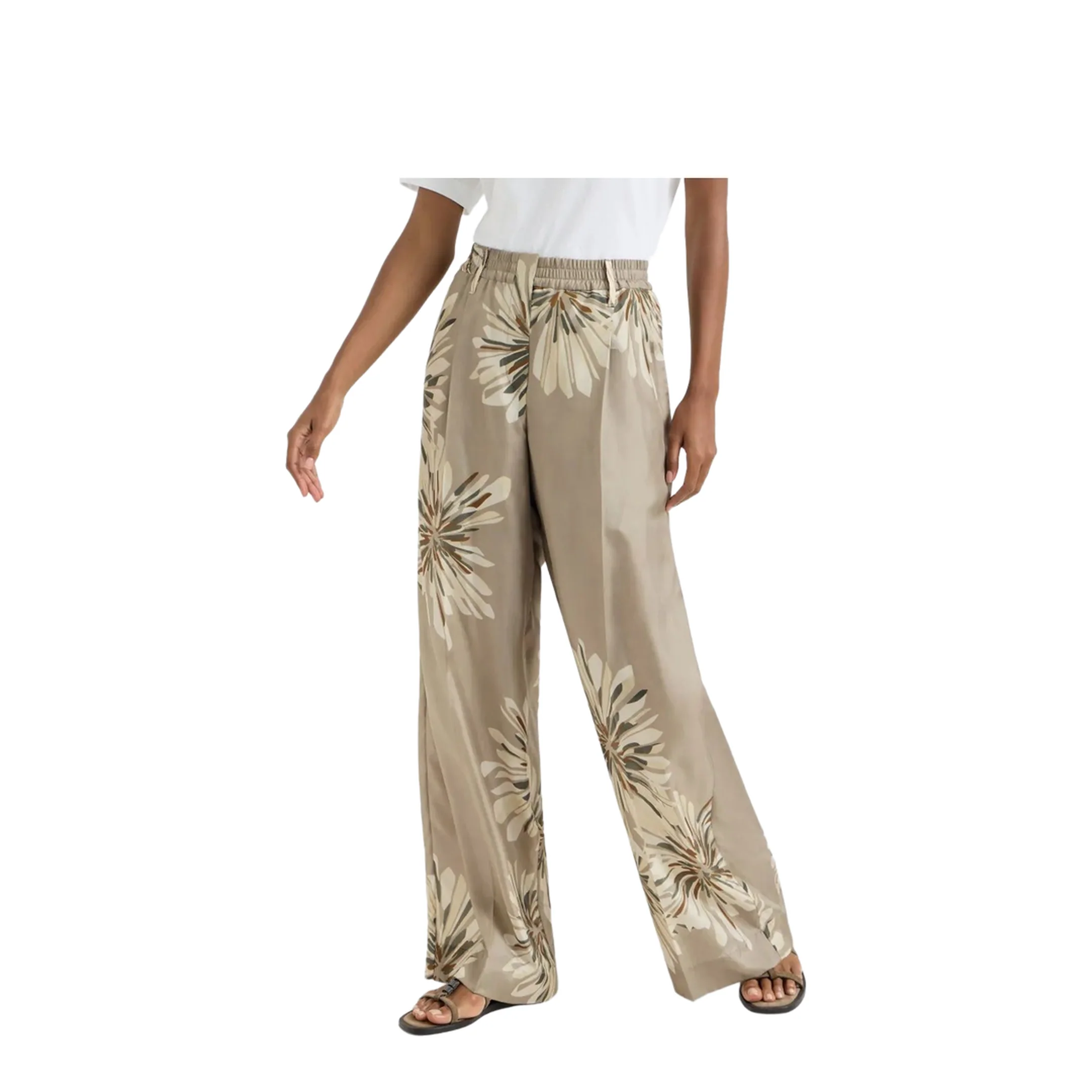 Bloom Pattern Pants Khaki - Image 5