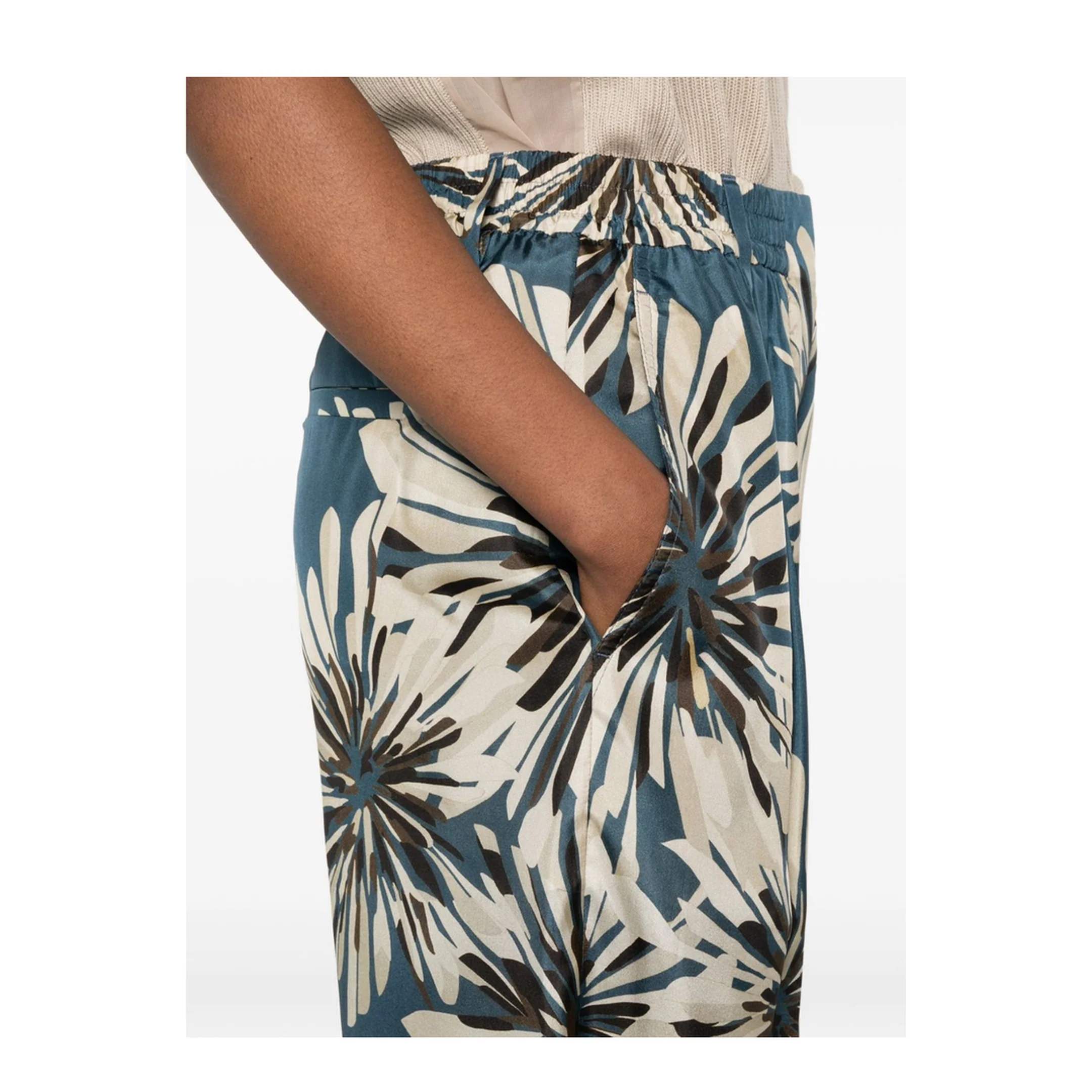 Floral Printed Silk Pants - Image 2
