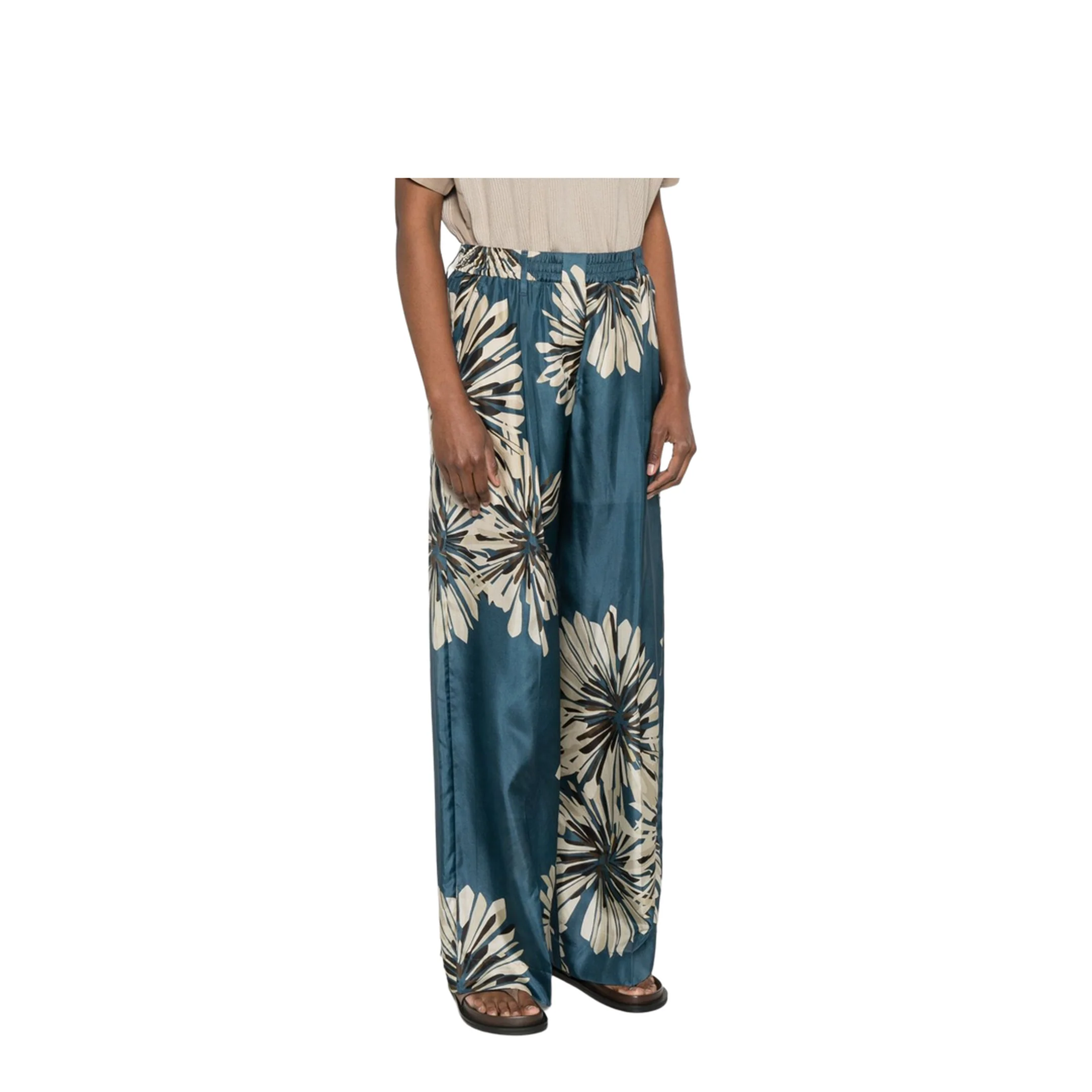 Floral Printed Silk Pants - Image 3
