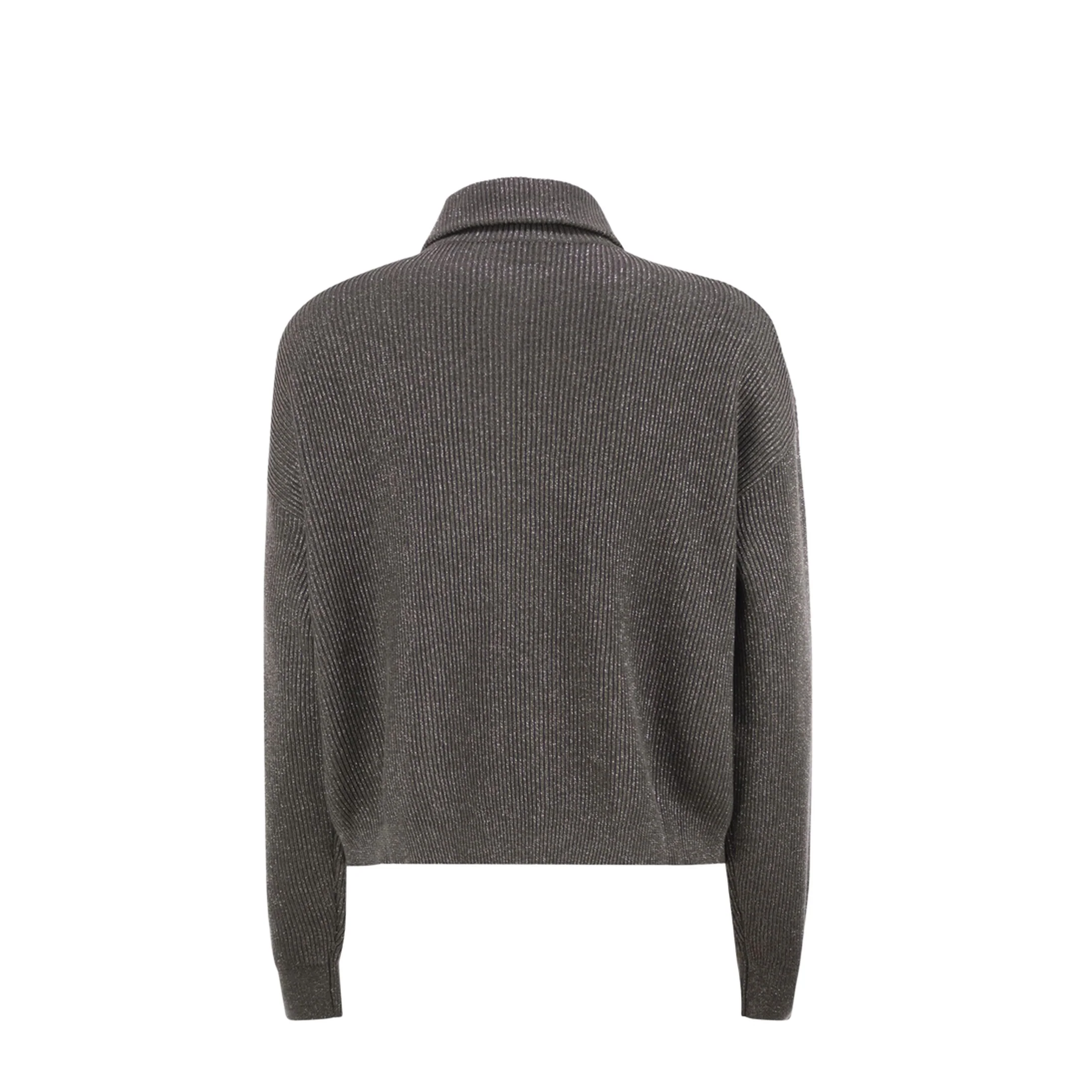 Cotton and Viscose Rib Knit High Collar - Image 2