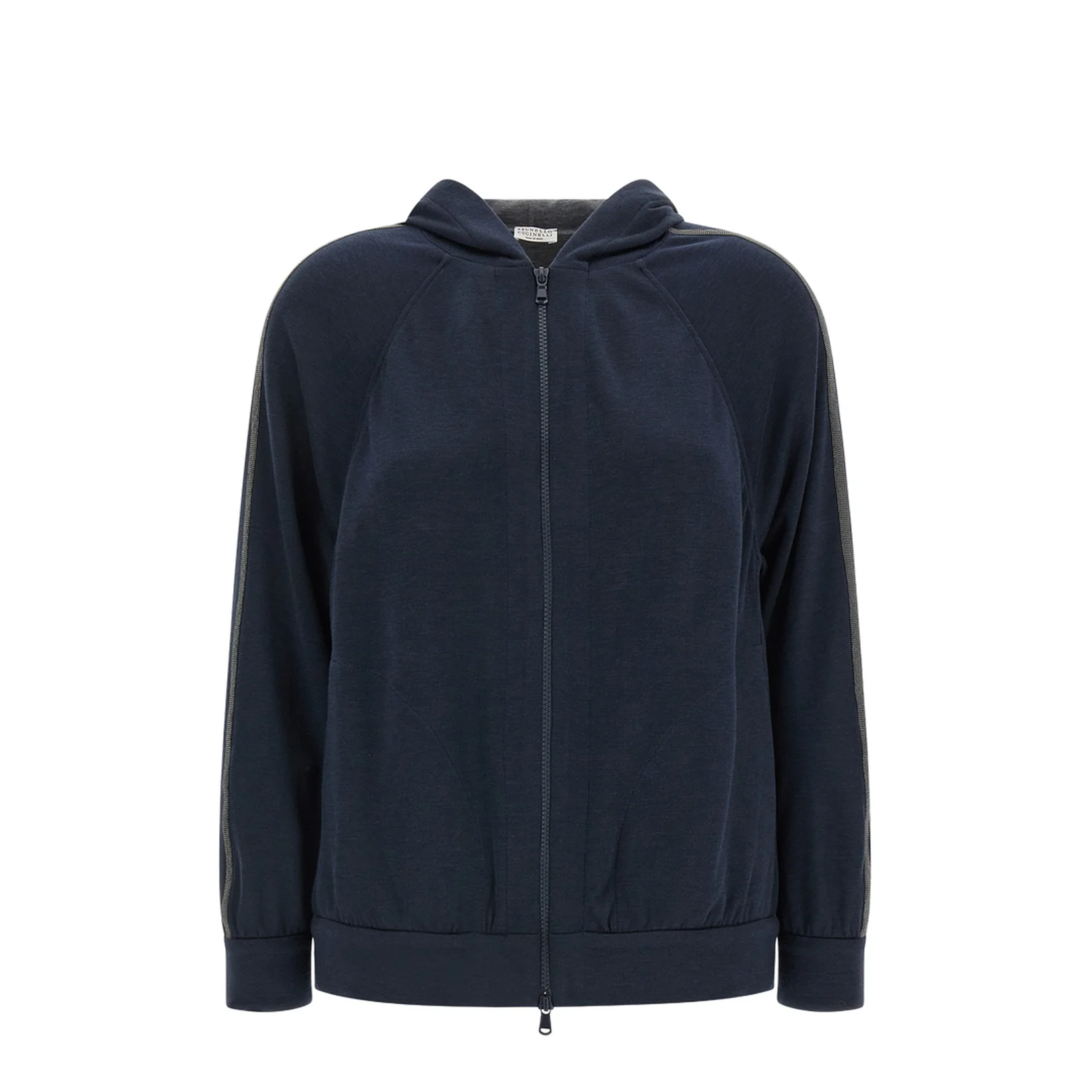 Cotton Blend Zip Hoodie Blue - Image 2