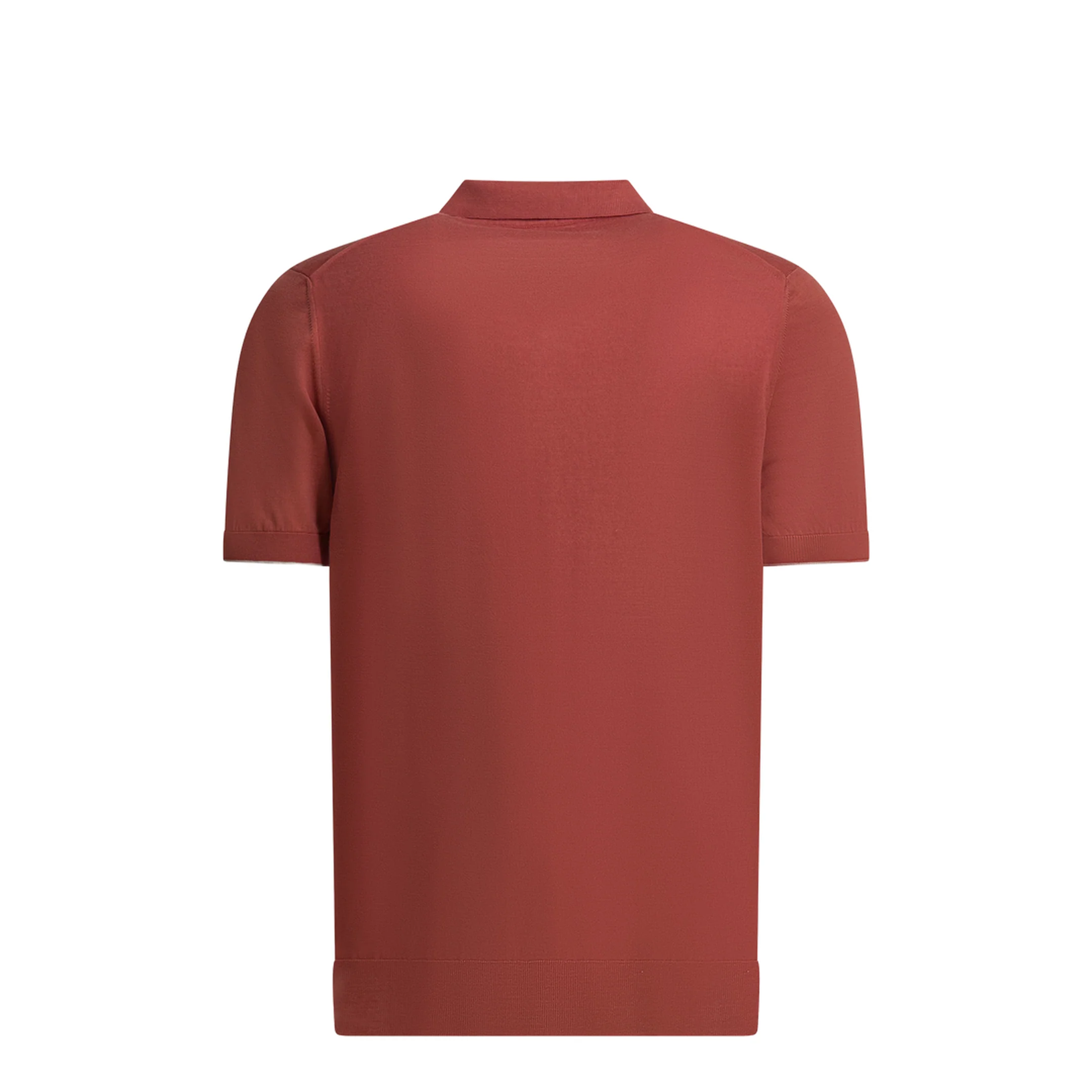 Cotton Buttonless Polo Shirt In Red - Image 2
