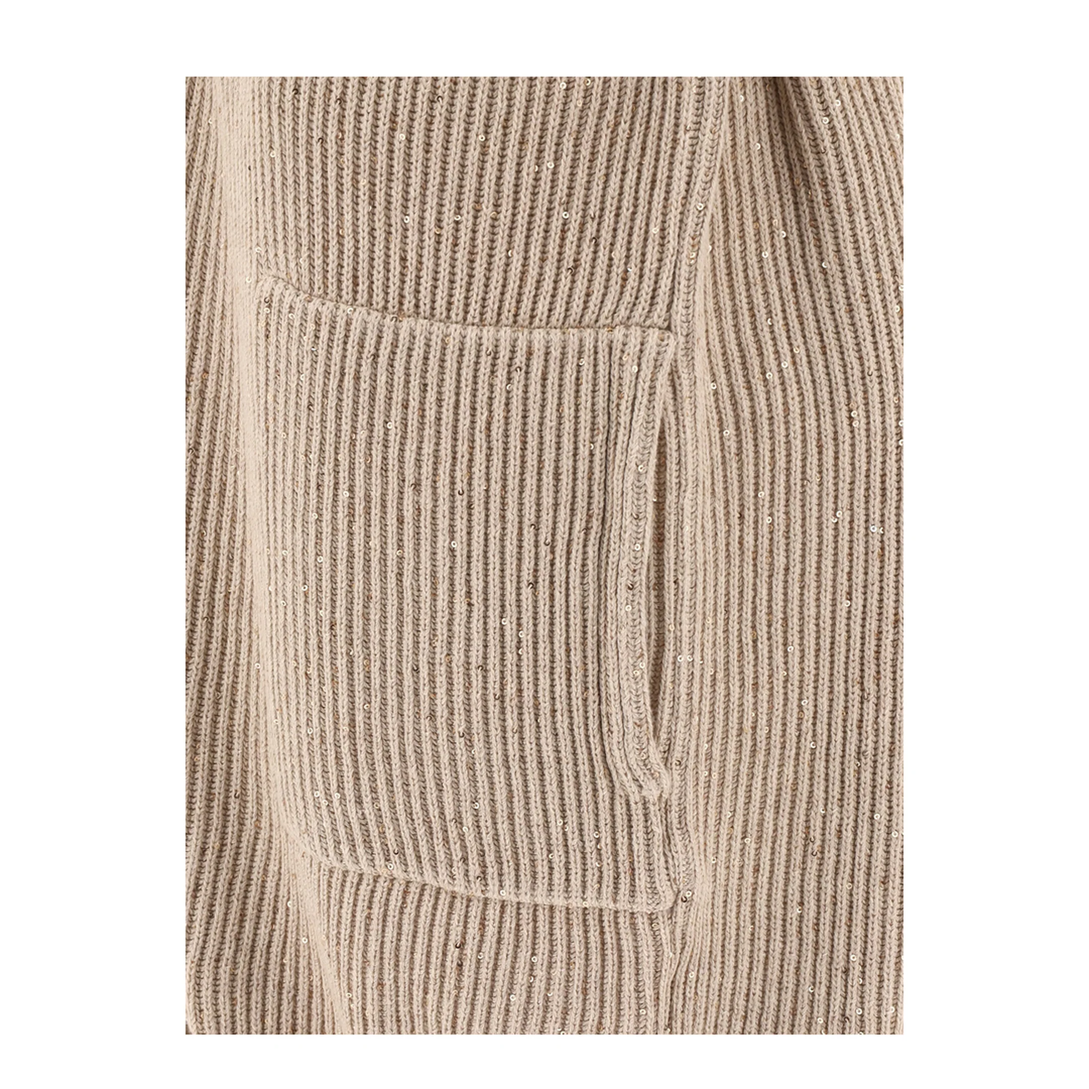 Cotton Diamond Yarn English Rib Cardigan Beige - Image 4