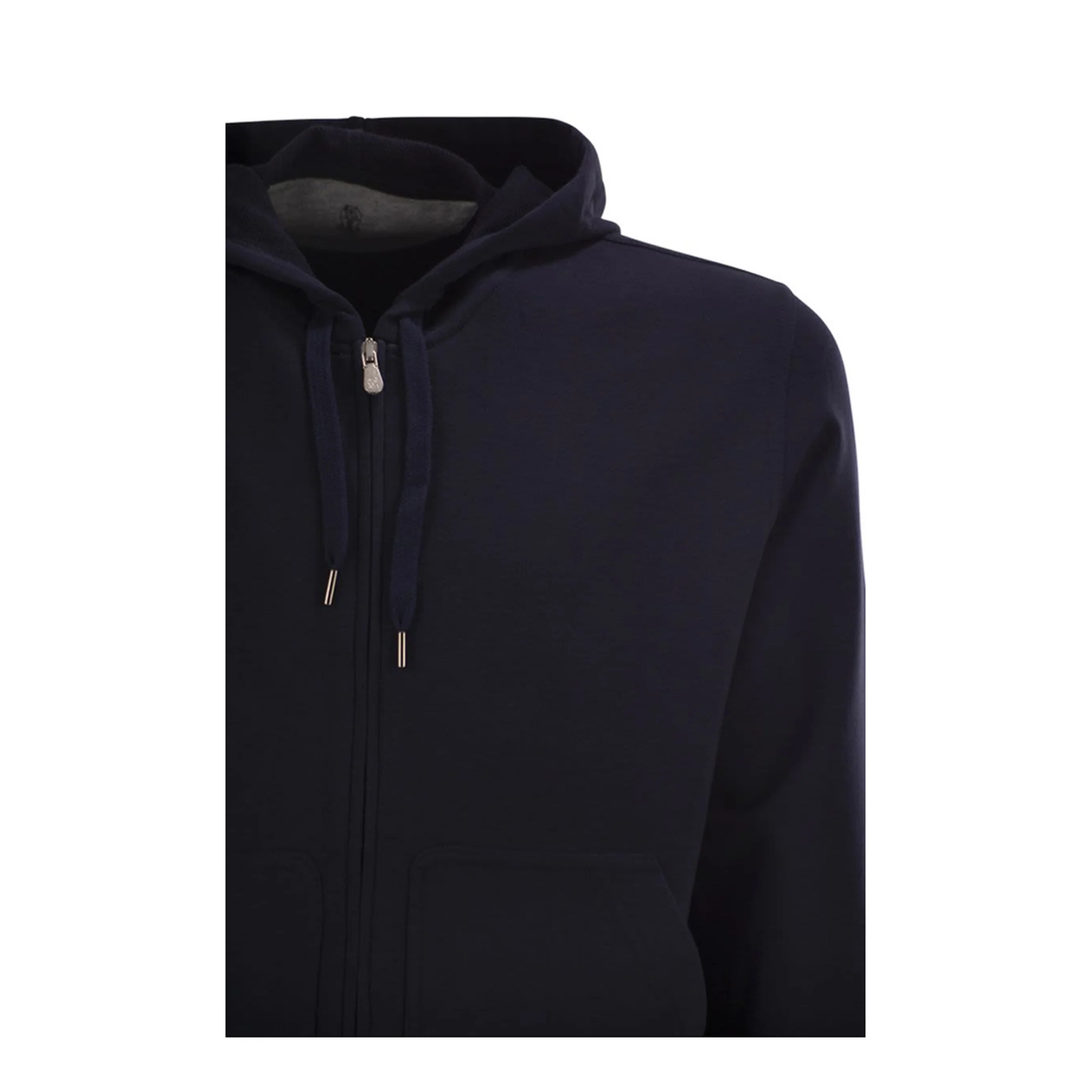 Zipped Cotton Fleece Sweater Blue - Image 4