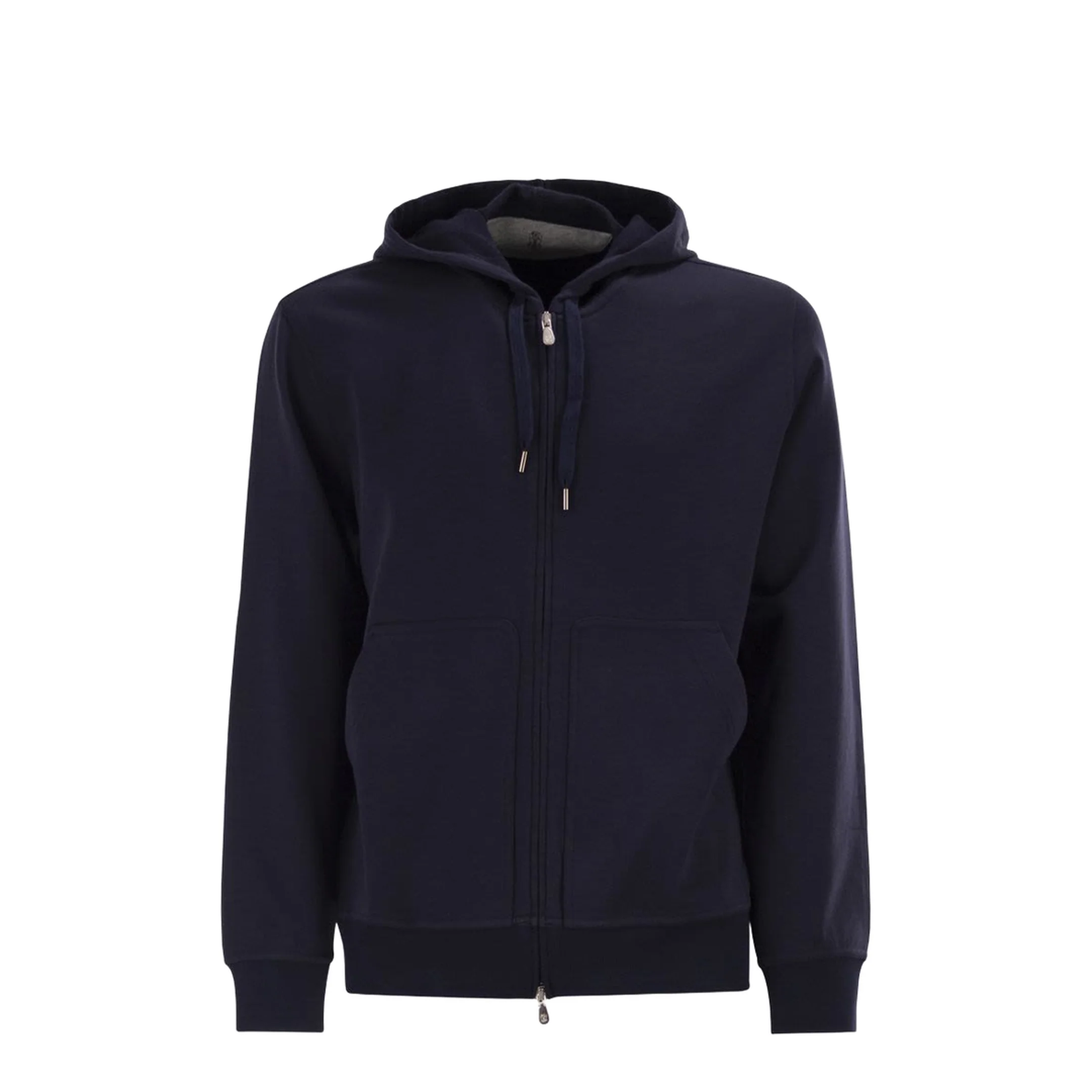 Zipped Cotton Fleece Sweater Blue - Image 5