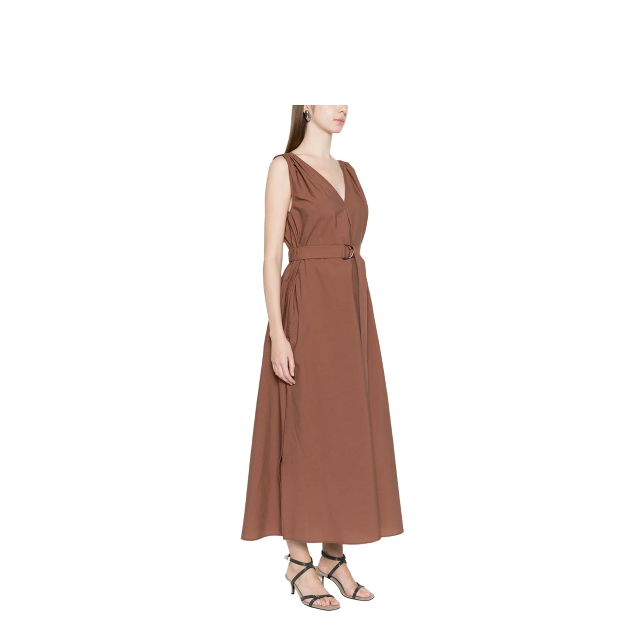 Cotton Long Dress Brown - Image 3