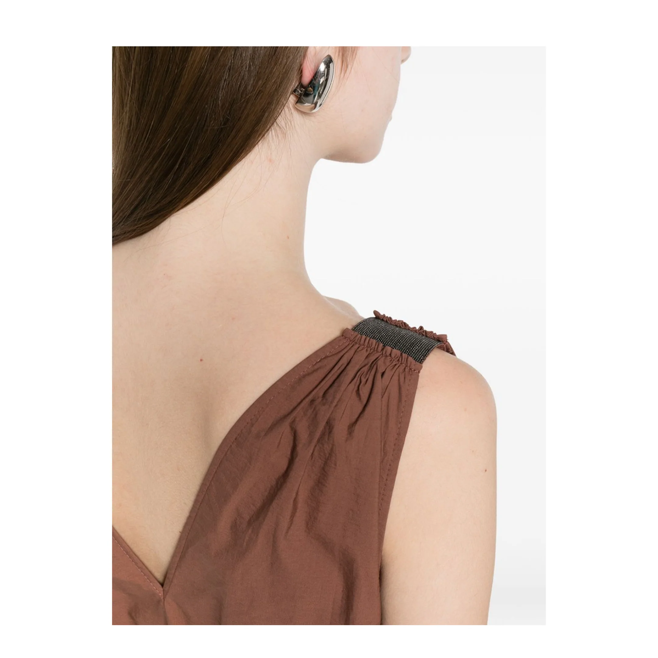 Cotton Long Dress Brown - Image 5