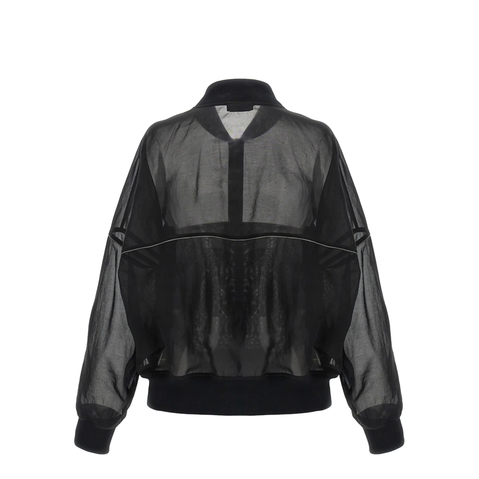 Cotton Organza Bomber Jacket with Shiny Trims - Image 2
