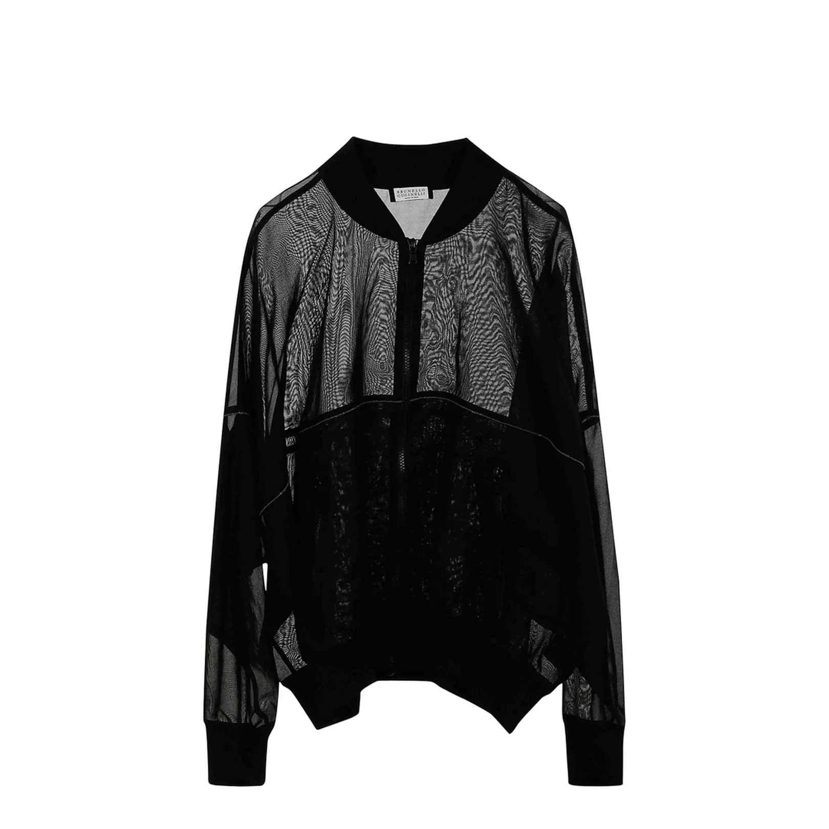 Cotton Organza Bomber Jacket with Shiny Trims - Image 5