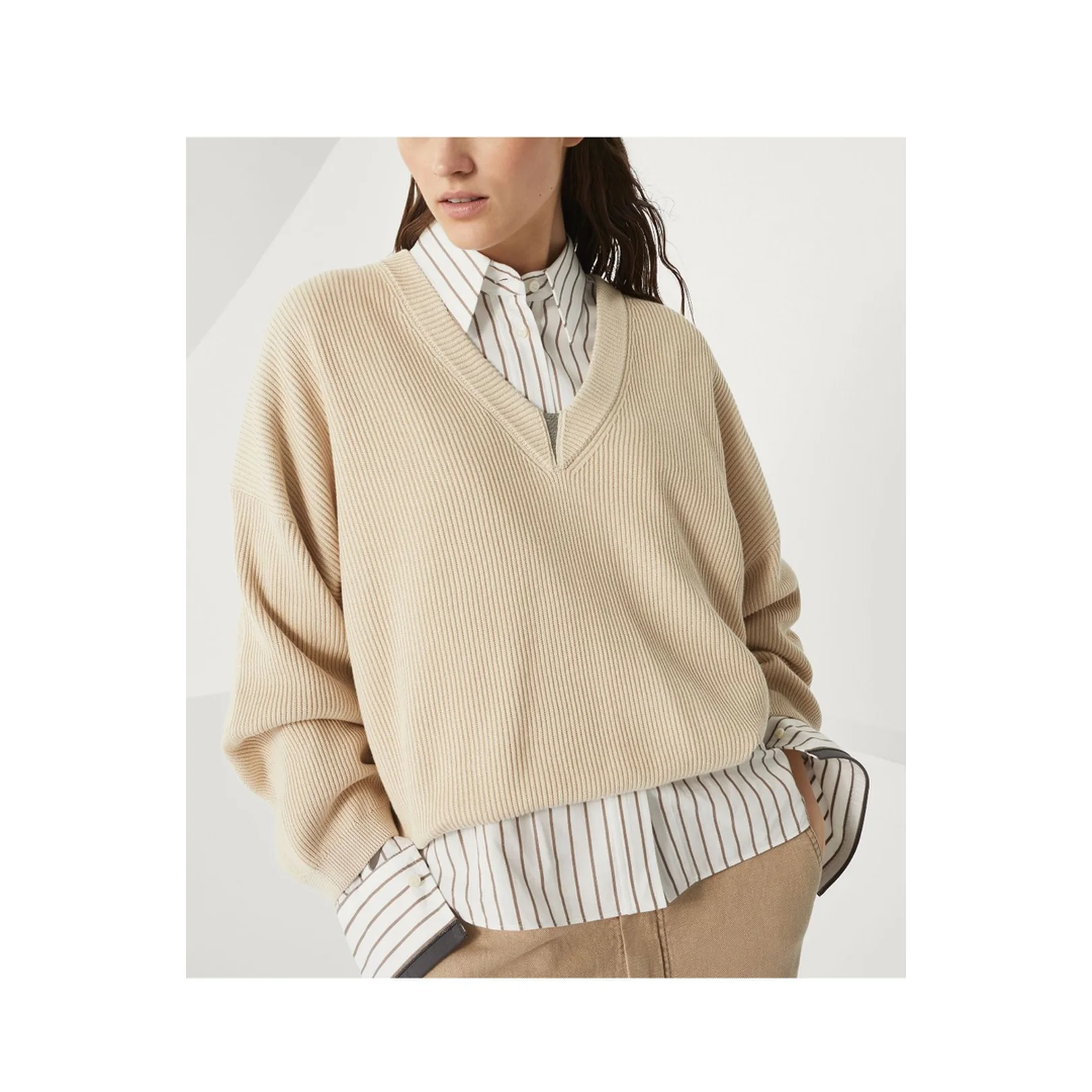 Cotton V-Necked Sweater - Image 4