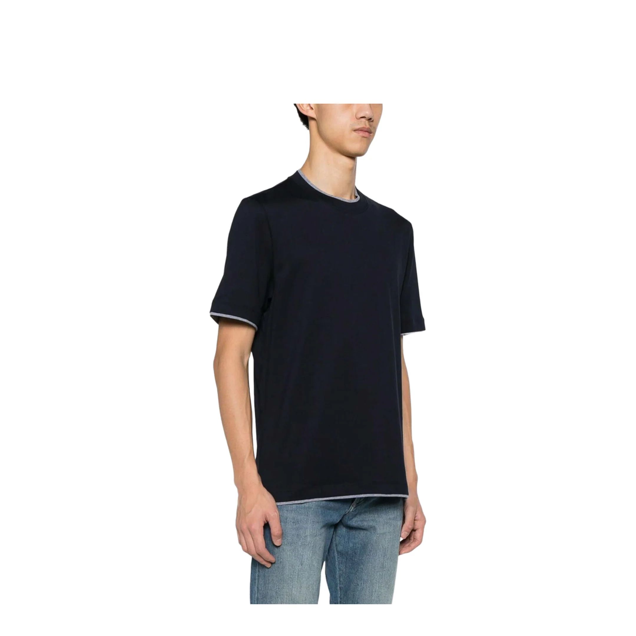 Men's Crew-Neck T-Shirt Dark Blue - Image 3