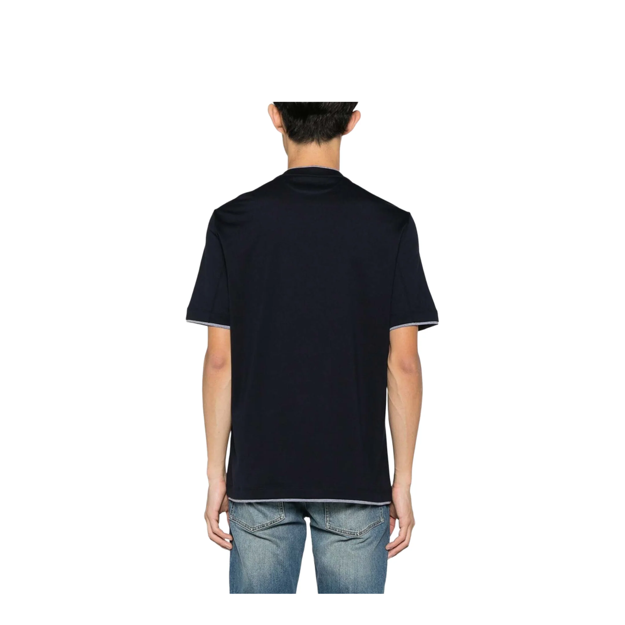 Men's Crew-Neck T-Shirt Dark Blue - Image 4