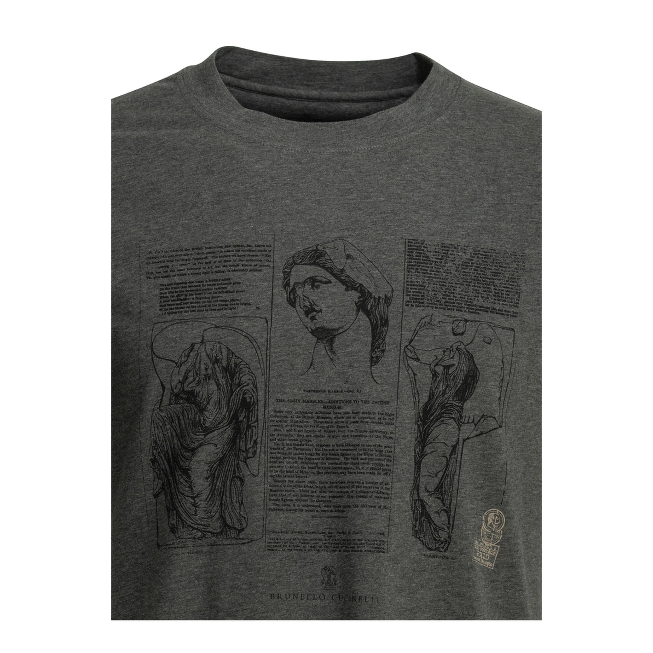 Printed Crew-Neck T-Shirt Grey - Image 3