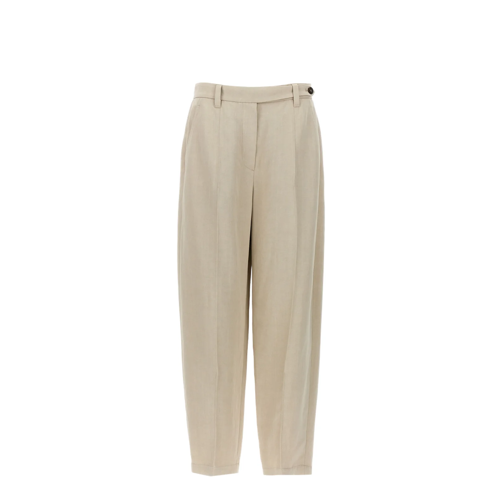 Curved Viscose and Linen Trousers - Image 5