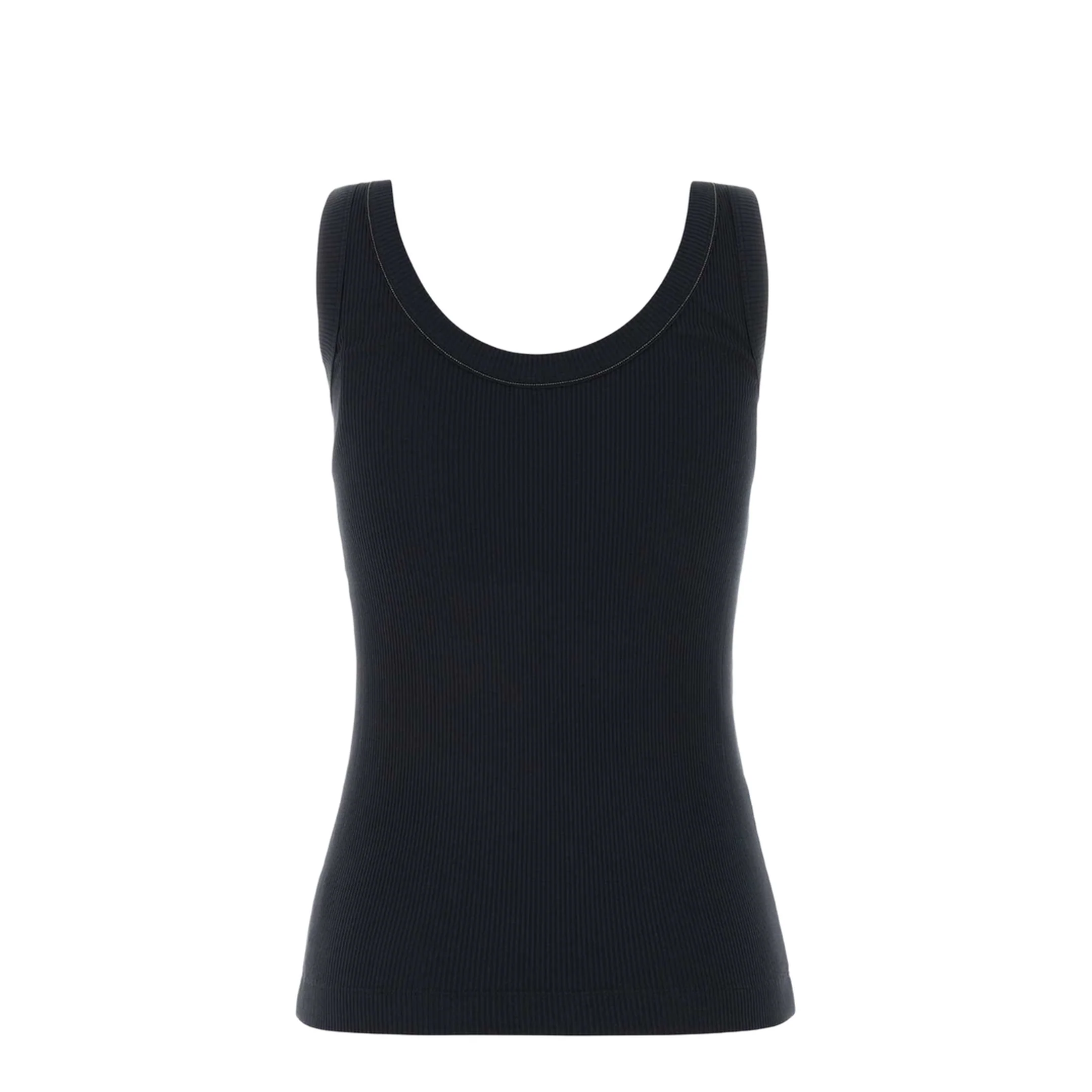 Dark Blue Stretch Cotton Tank Top - Image 2