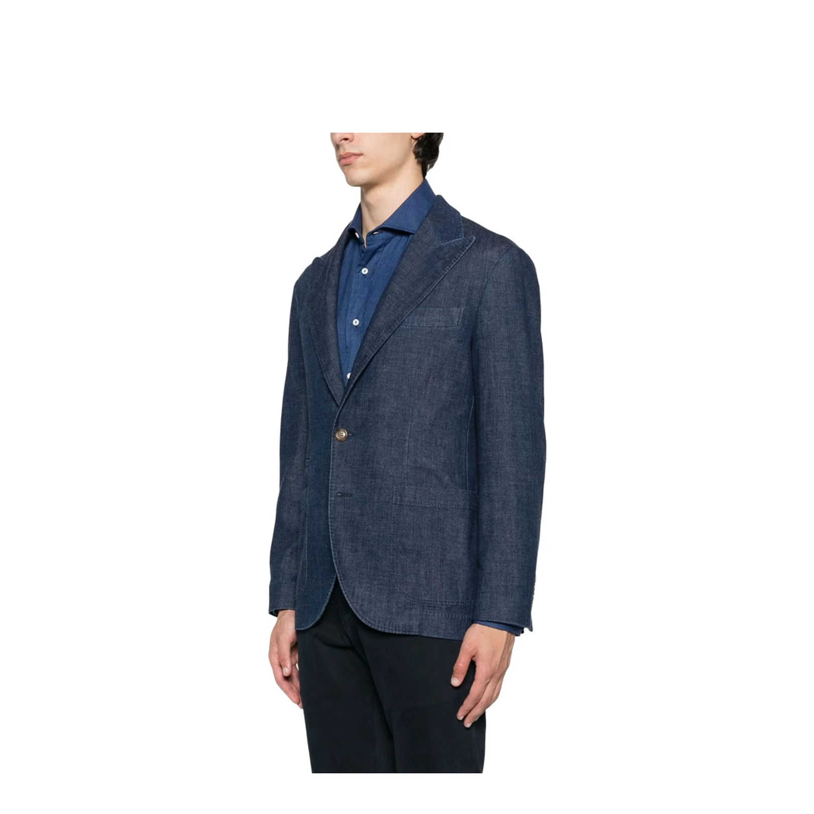 Denim Single-Breasted Jacket - Image 4