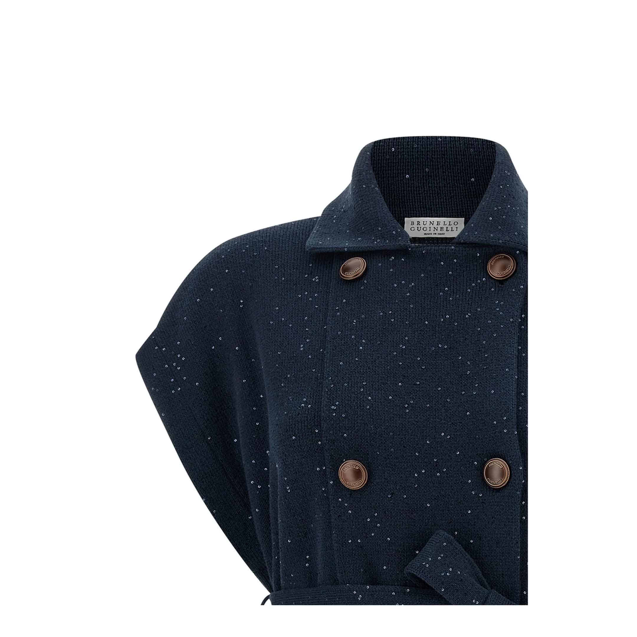 Double-Breasted Tie Knitted Vest - Blue - Image 3