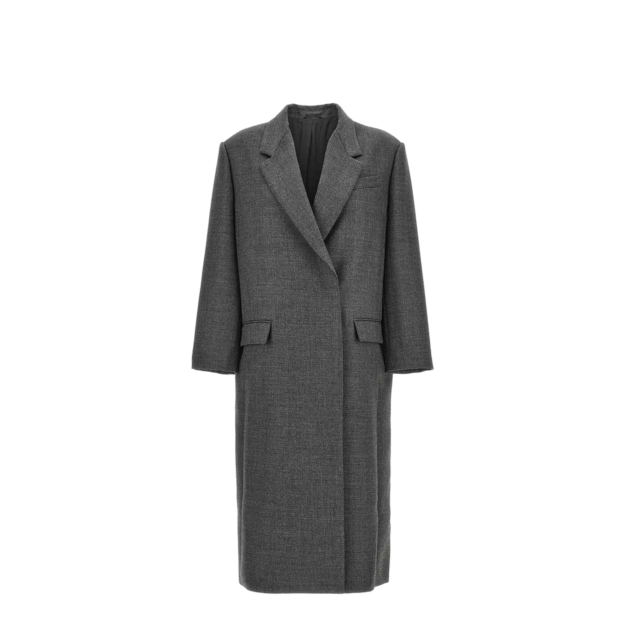 Double Breasted Wool Coat Dark Grey - Image 5