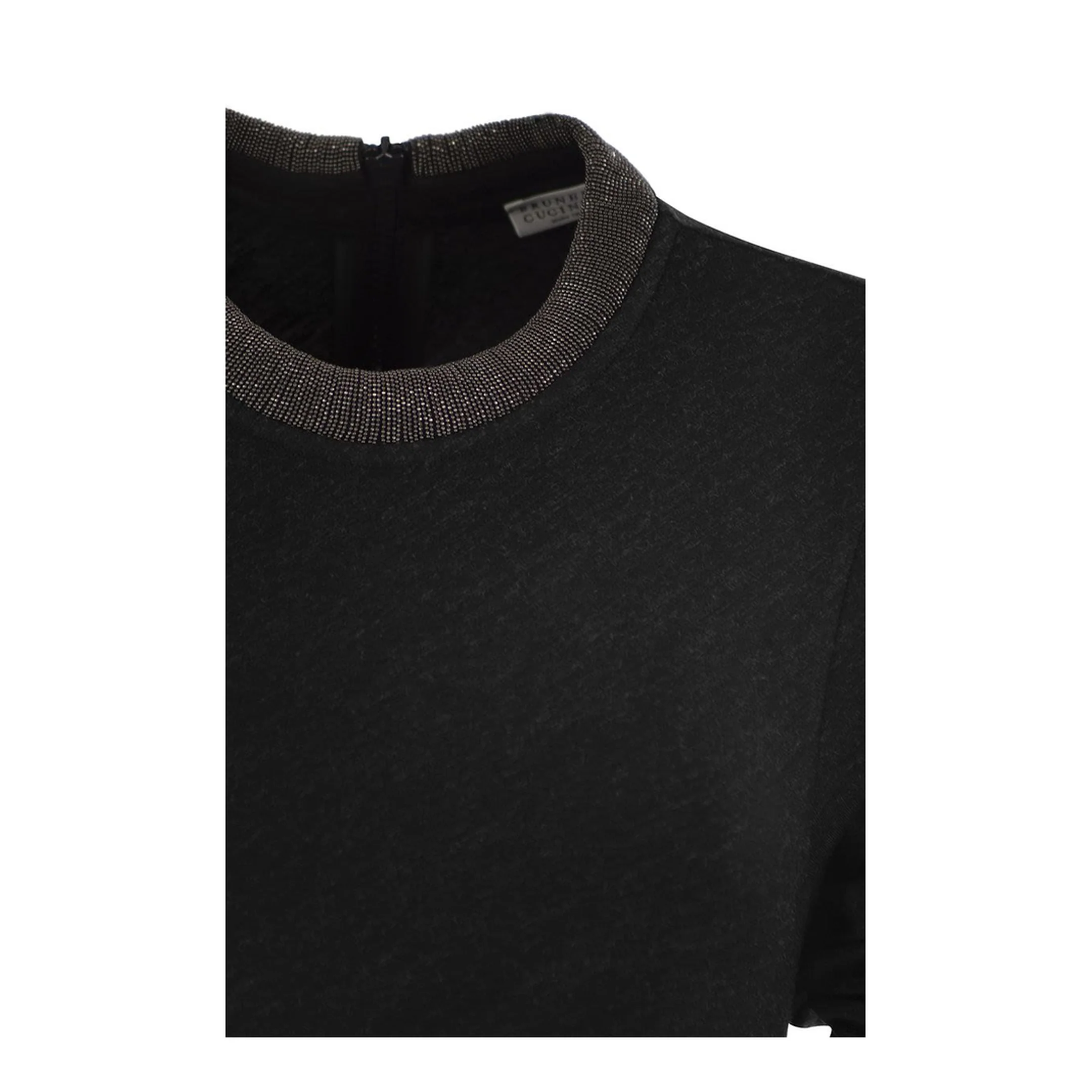 Draped Dress in Stretch Virgin Wool Jersey with Precious Collar - Image 4