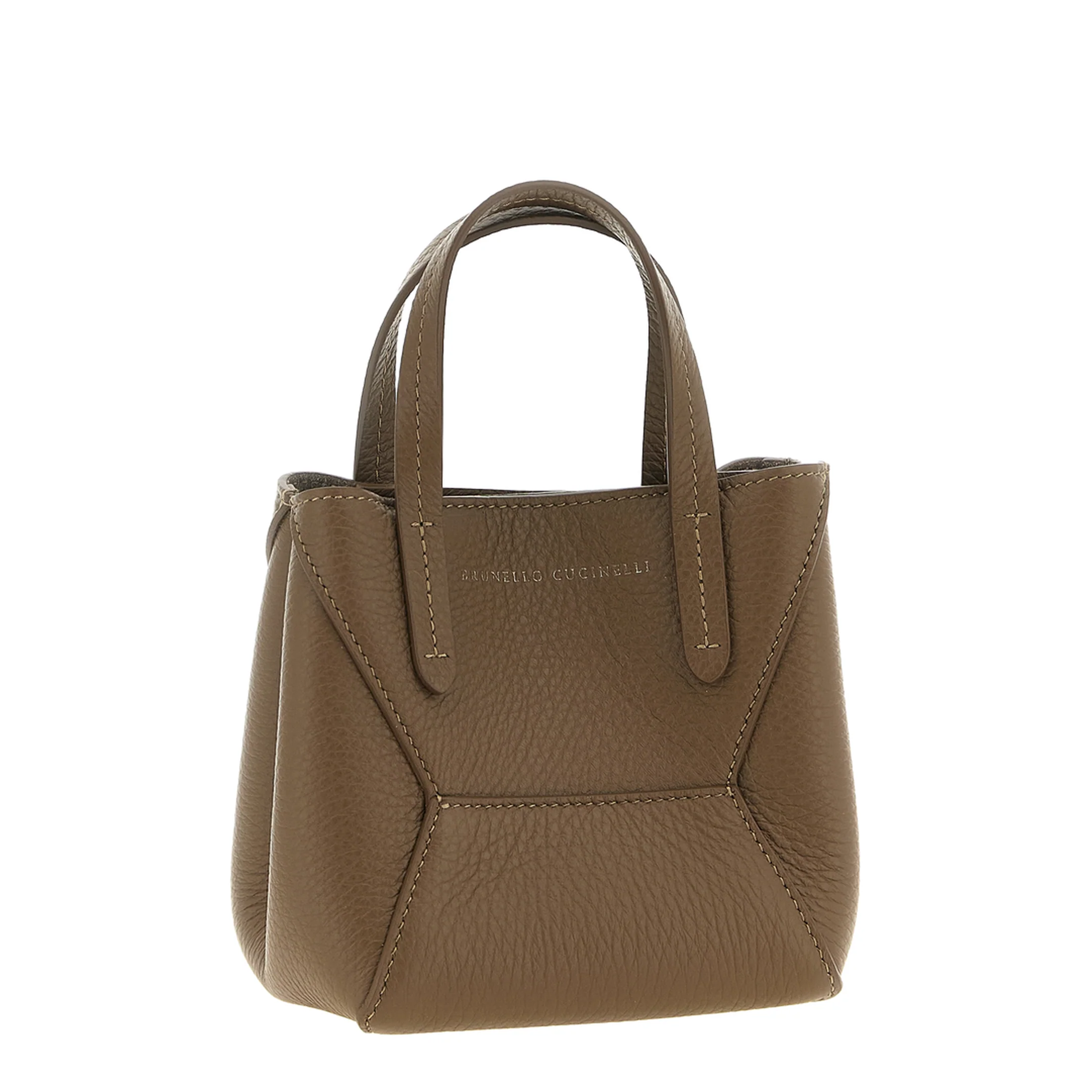 Duo Mini Leather Handbag Brown - Image 3