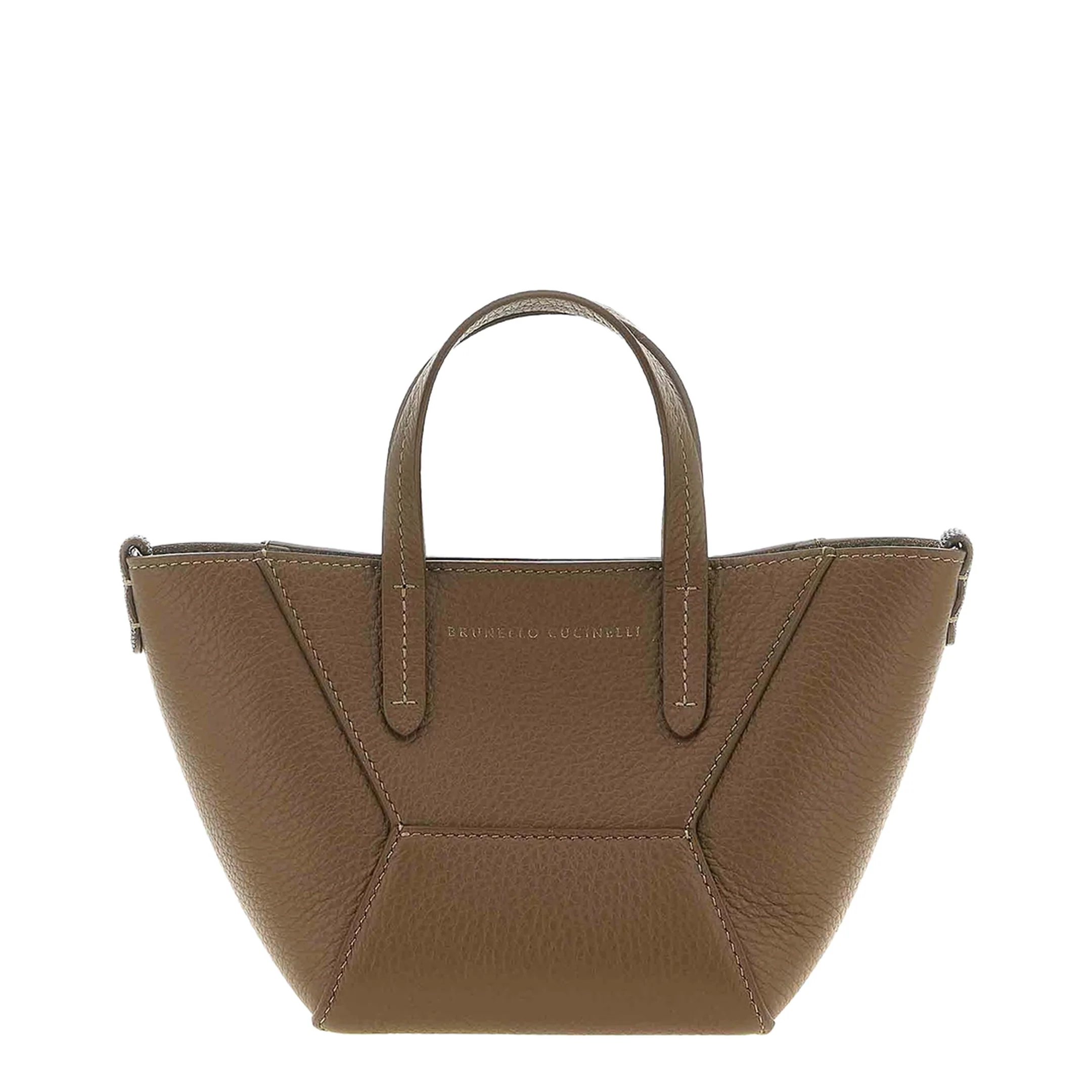 Duo Mini Leather Handbag Brown - Image 5