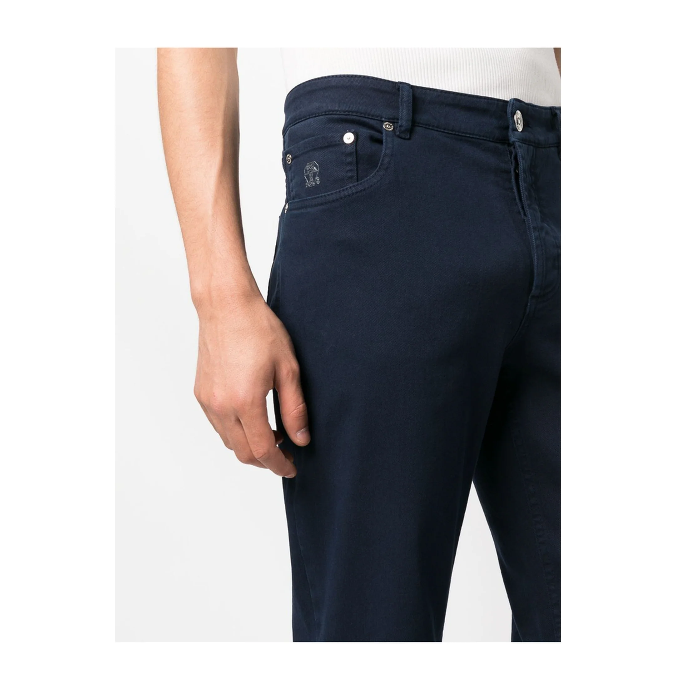 Dyed Denim Pants Dark Blue - Image 4