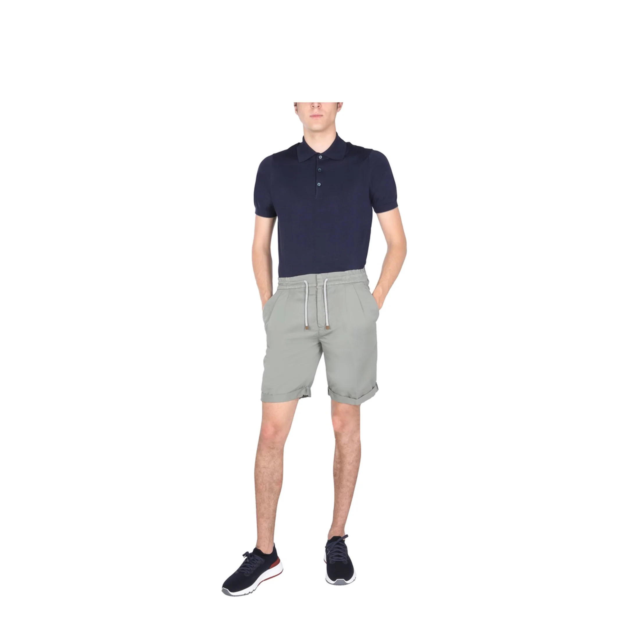 Fine Knit Short-Sleeved Polo Shirt Blue - Image 4