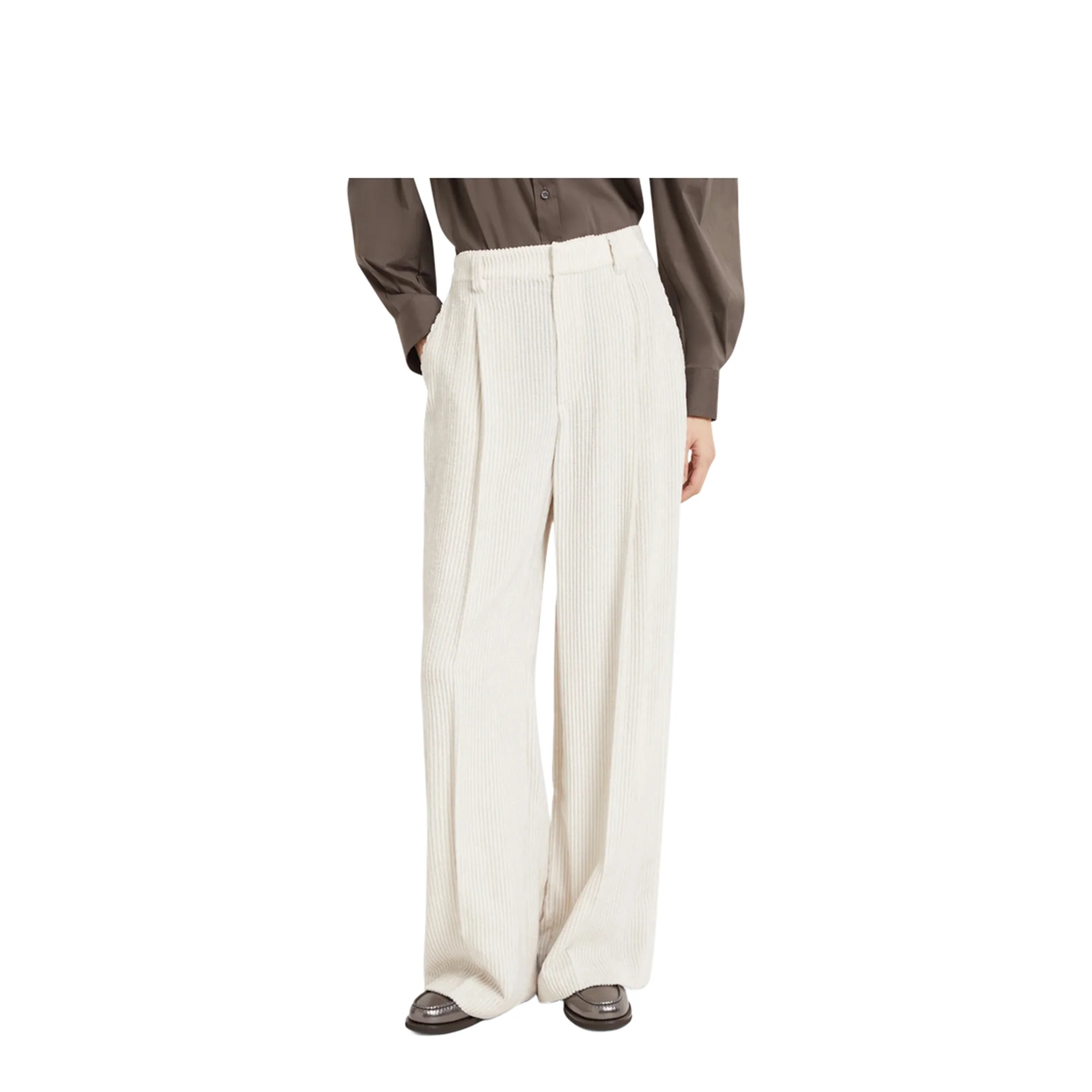 Fluid Corduroy Sartorial Track Trousers with Jewellery - Image 3