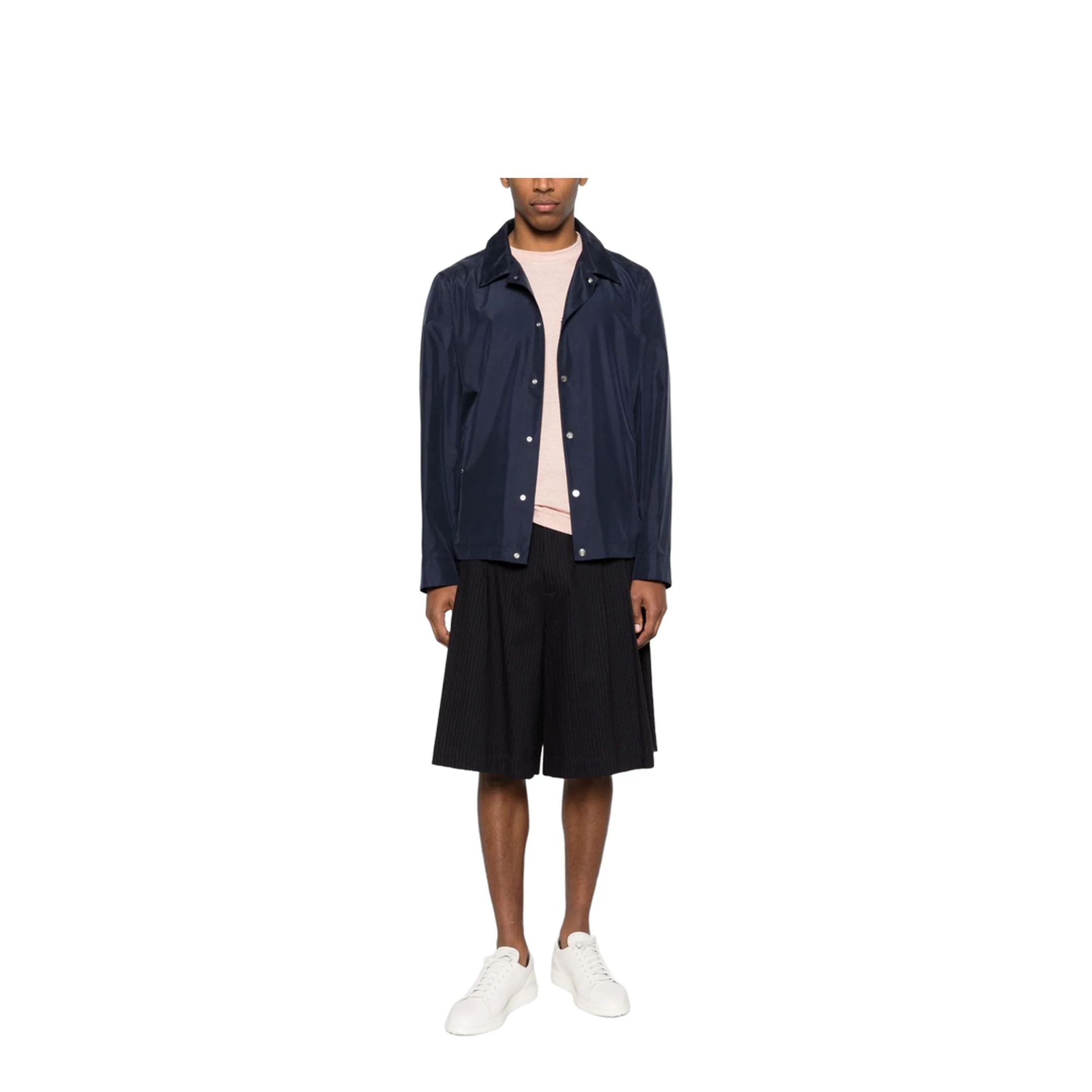 Buttoned Silk Jacket Blue - Image 5