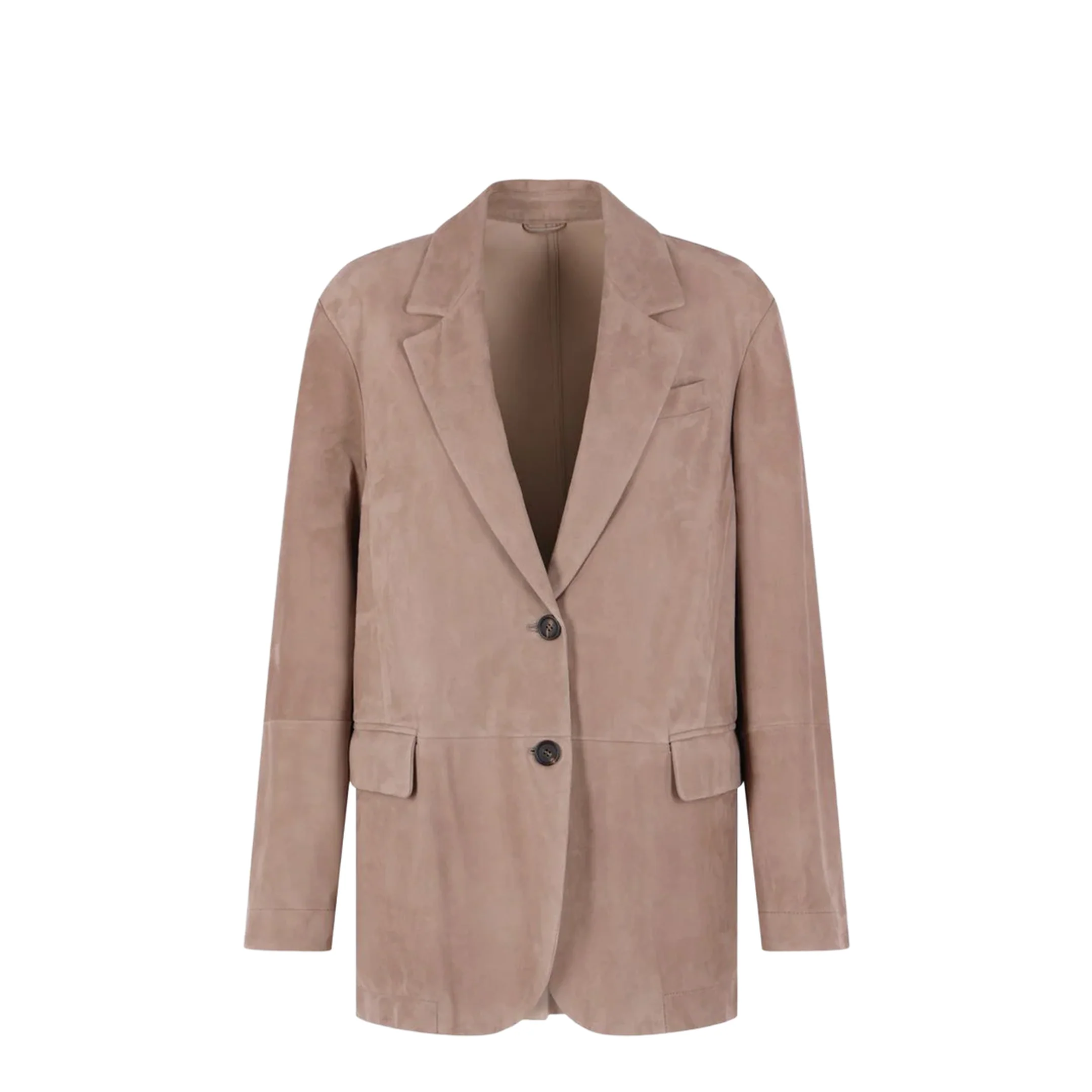 Suede Single-Breasted Blazer Brown