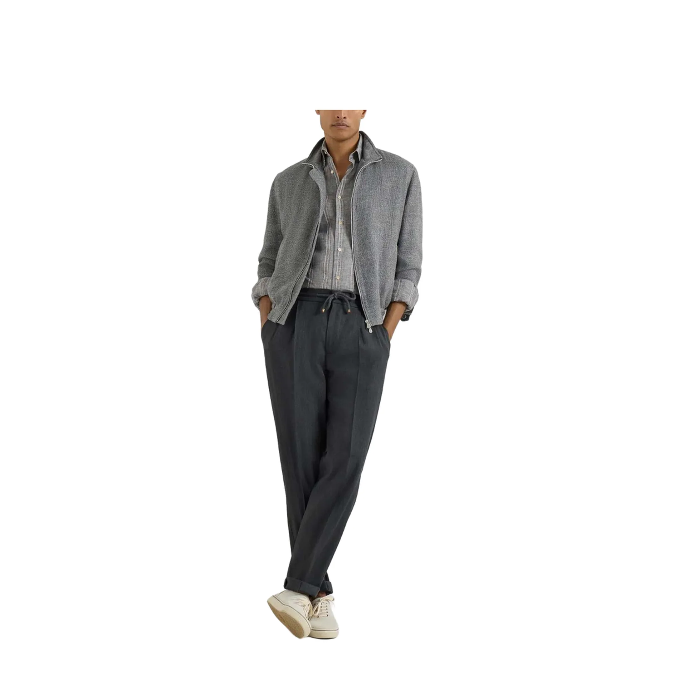 Stand Collar Outerwear Jacket Grey - Image 2