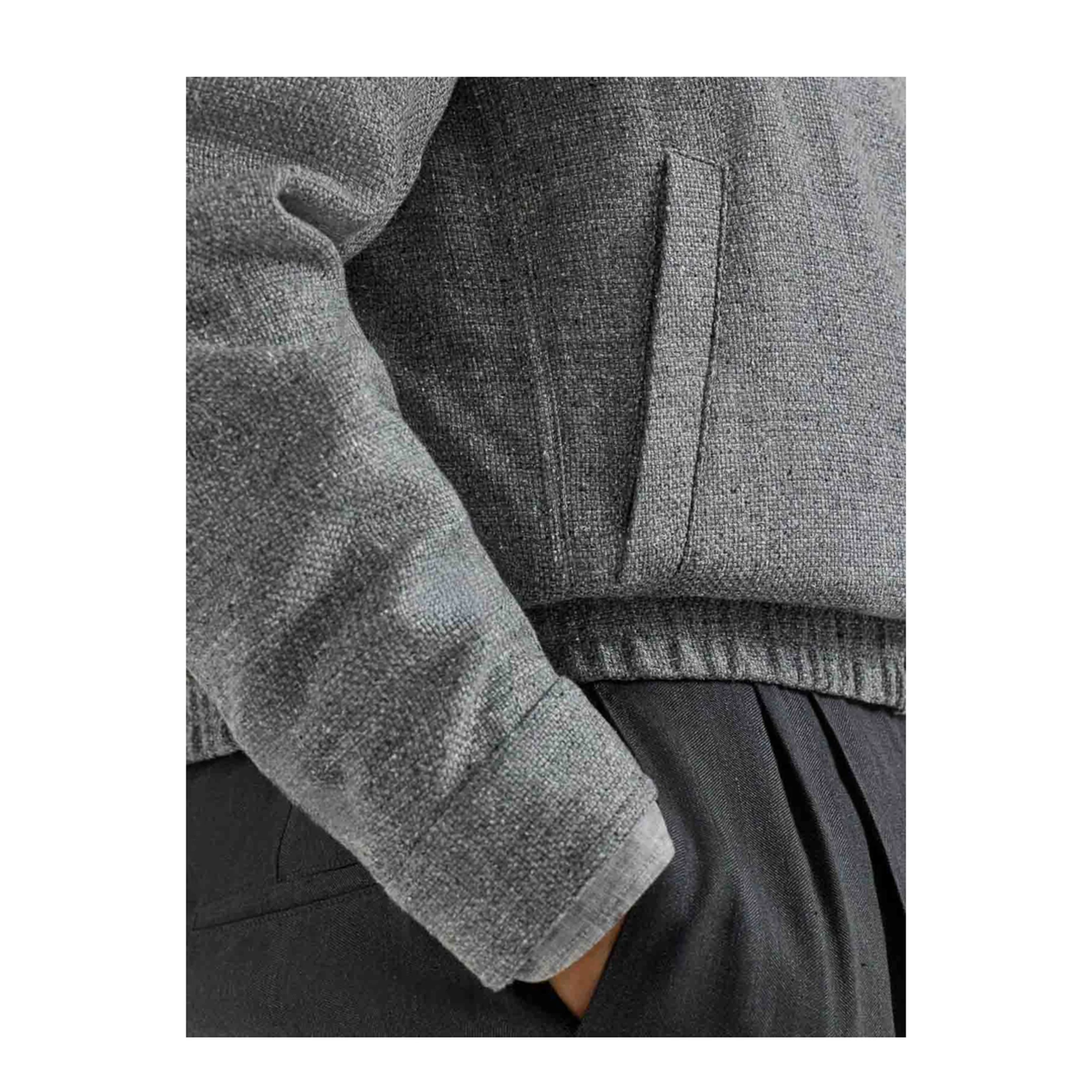 Stand Collar Outerwear Jacket Grey - Image 5