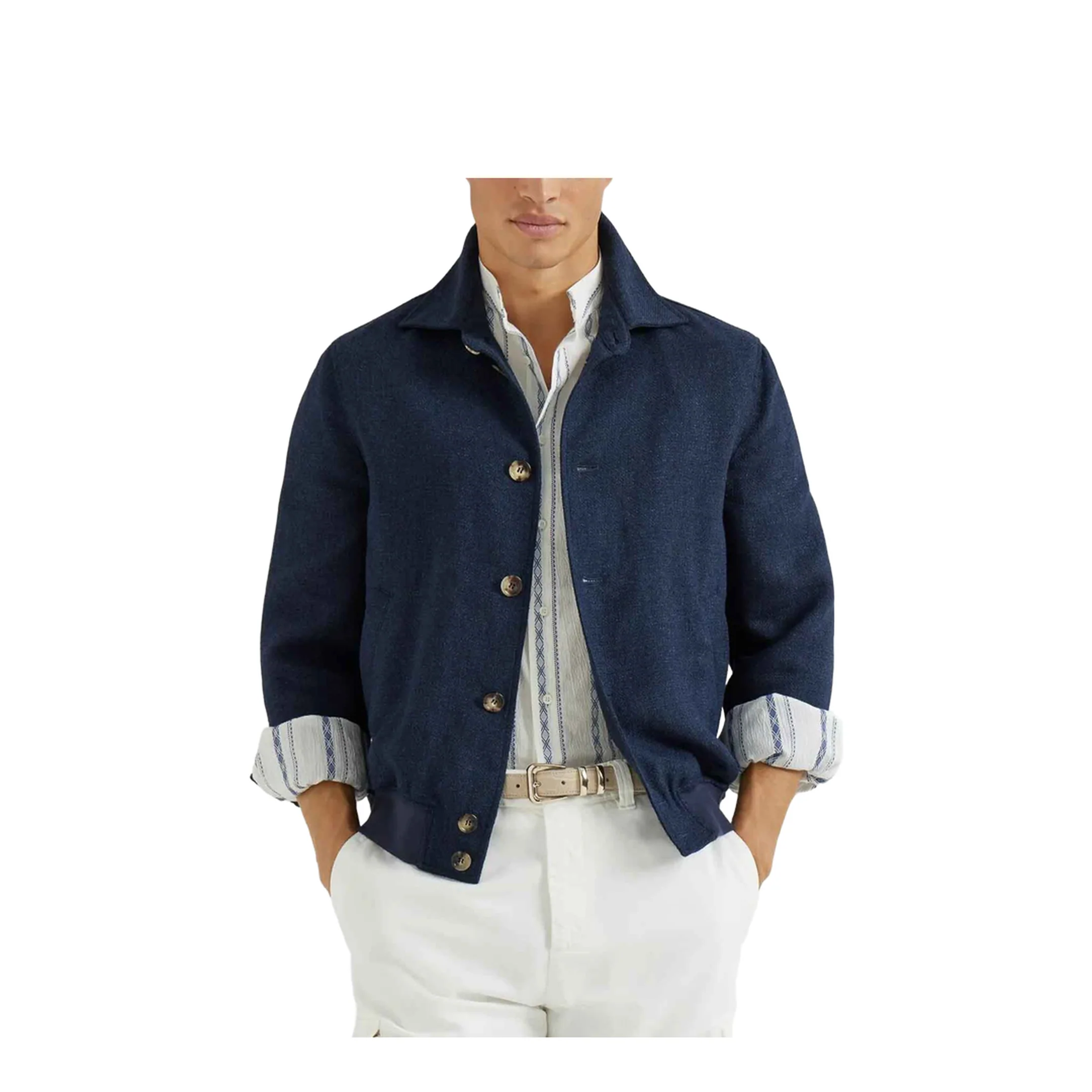 Button Shirt Jacket Navy Blue - Image 3