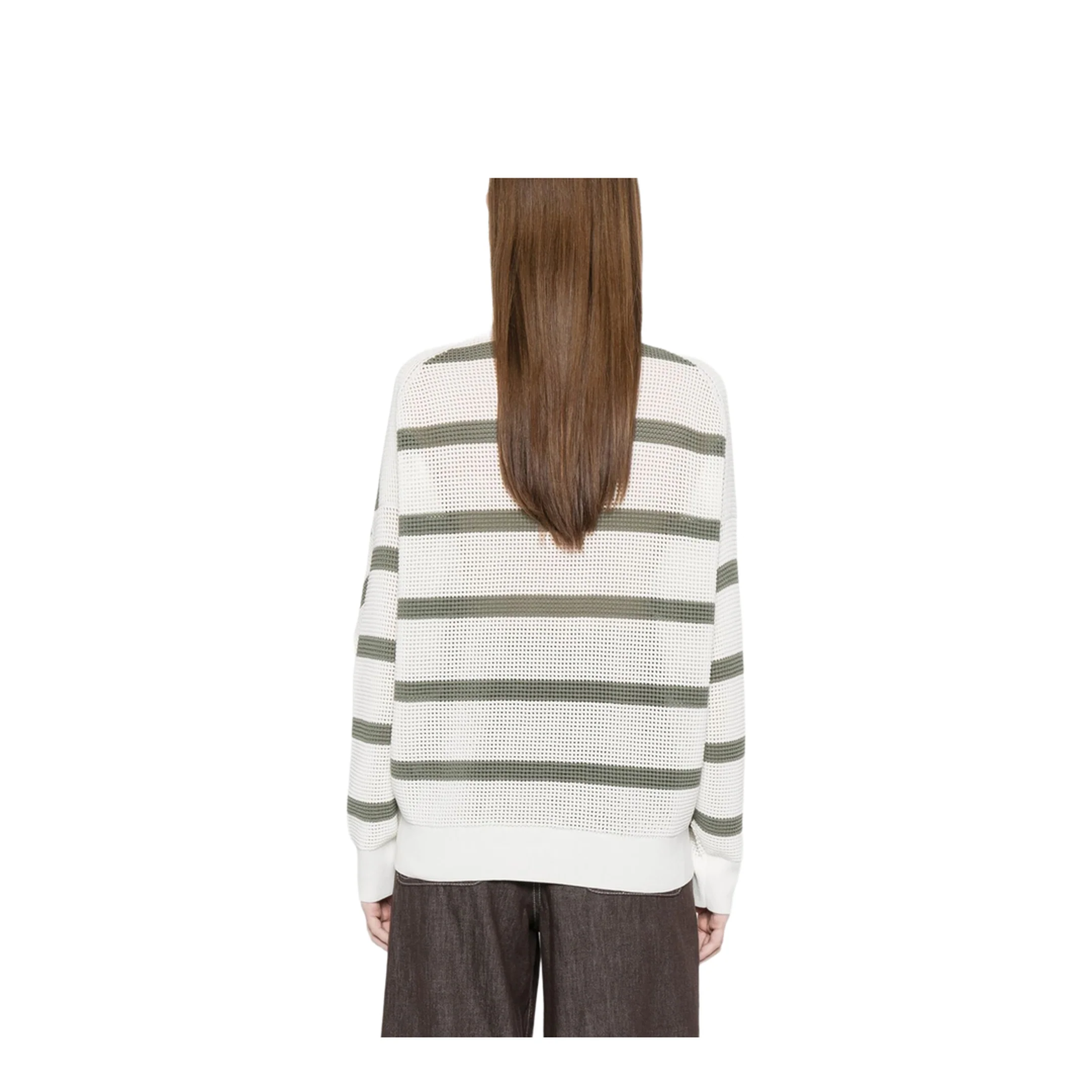Women's Knitted Sweater - Green/Cream - Image 5