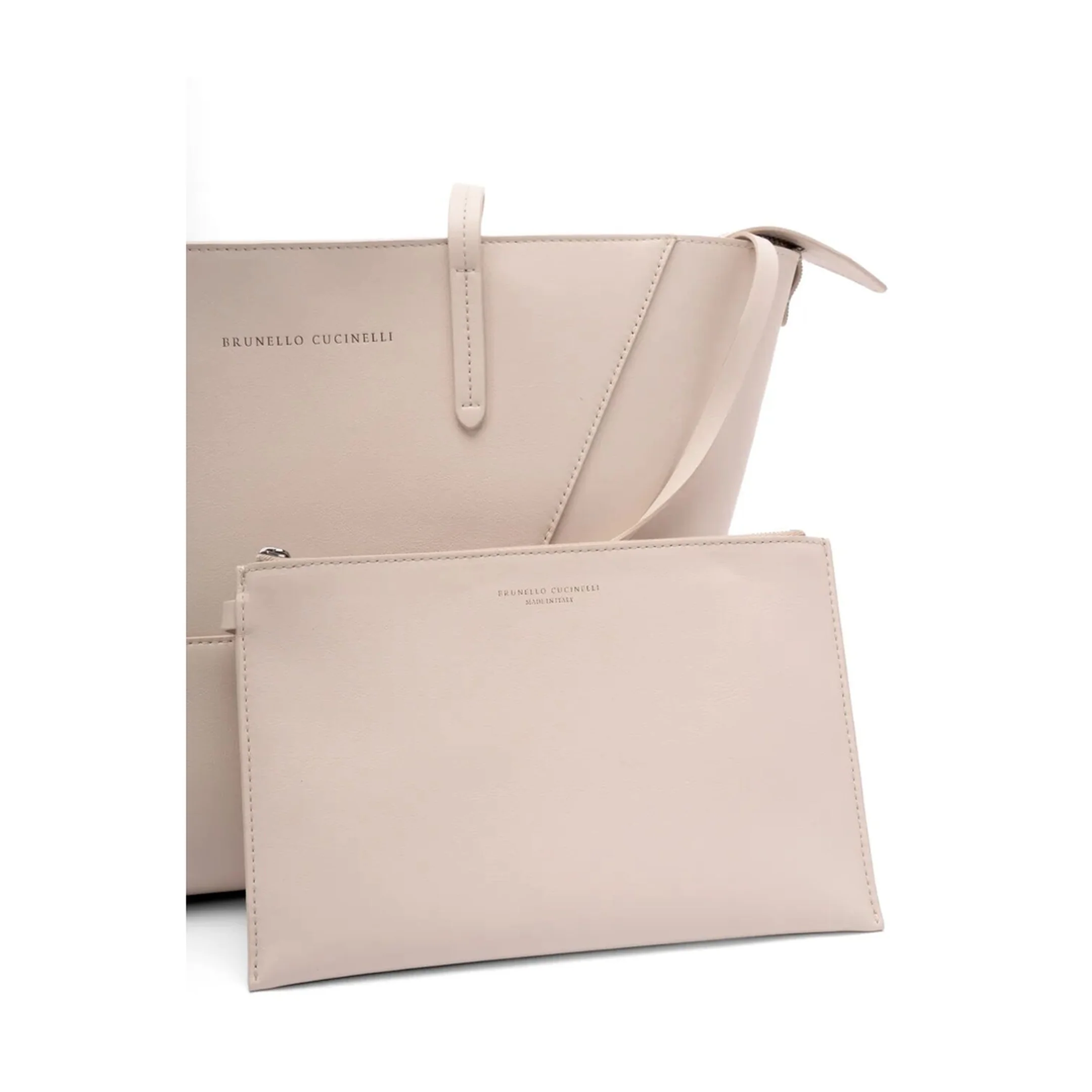 Duo Small Leather Tote Bag - Ivory - Image 3